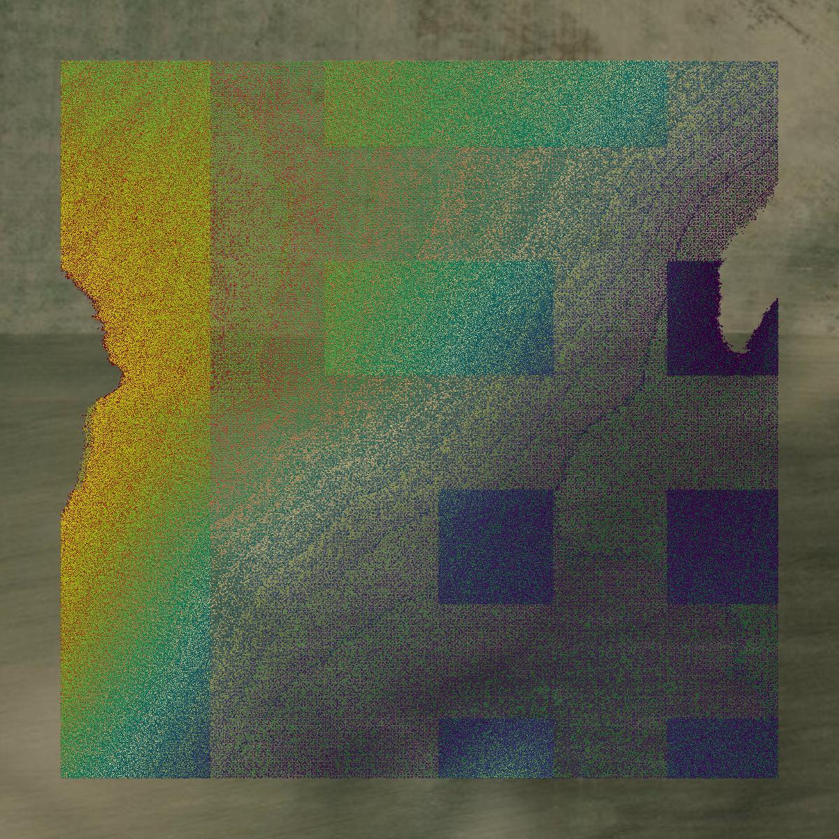 This image shows a LiDAR point cloud in Bonneville County created using GIS data in Equator.