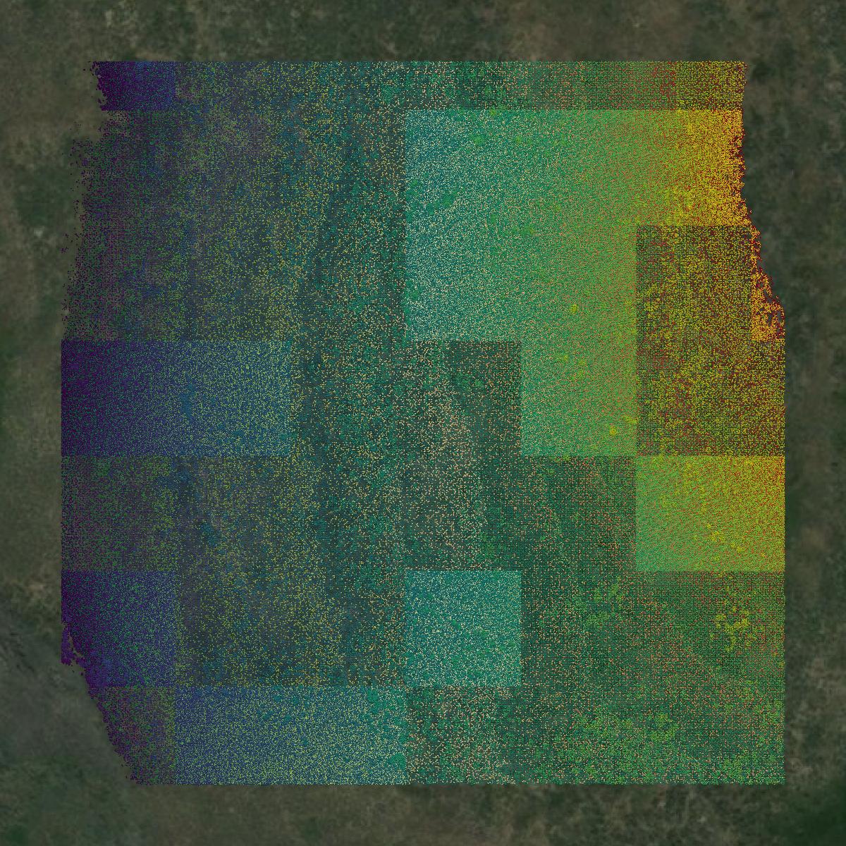 This image shows a LiDAR point cloud in Bonneville County created using GIS data in Equator.