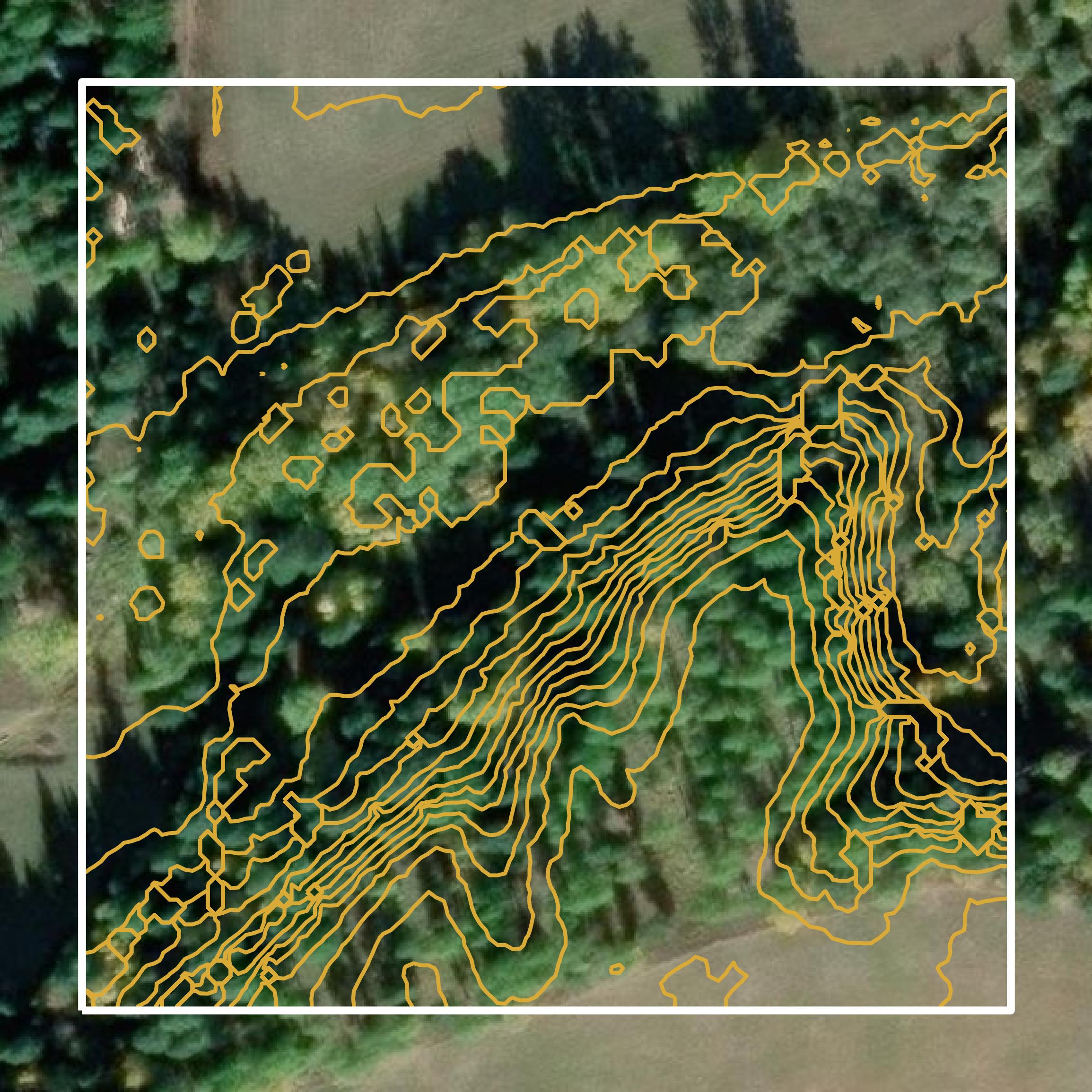 This image shows a contour map in Boundary County created using GIS data in Equator.