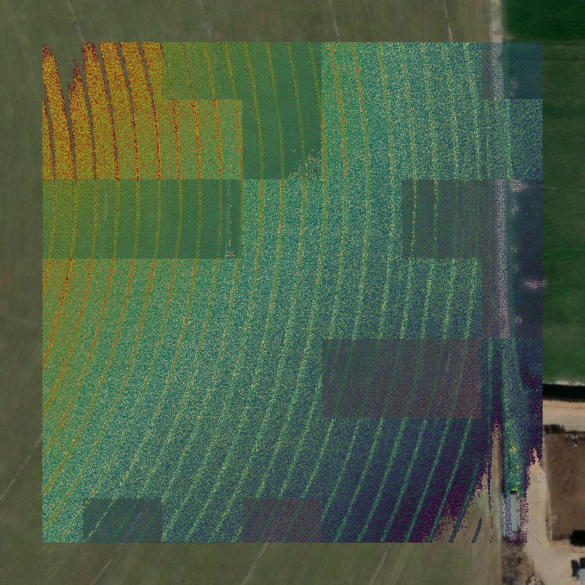 This image shows a LiDAR point cloud in Butte County created using GIS data in Equator.