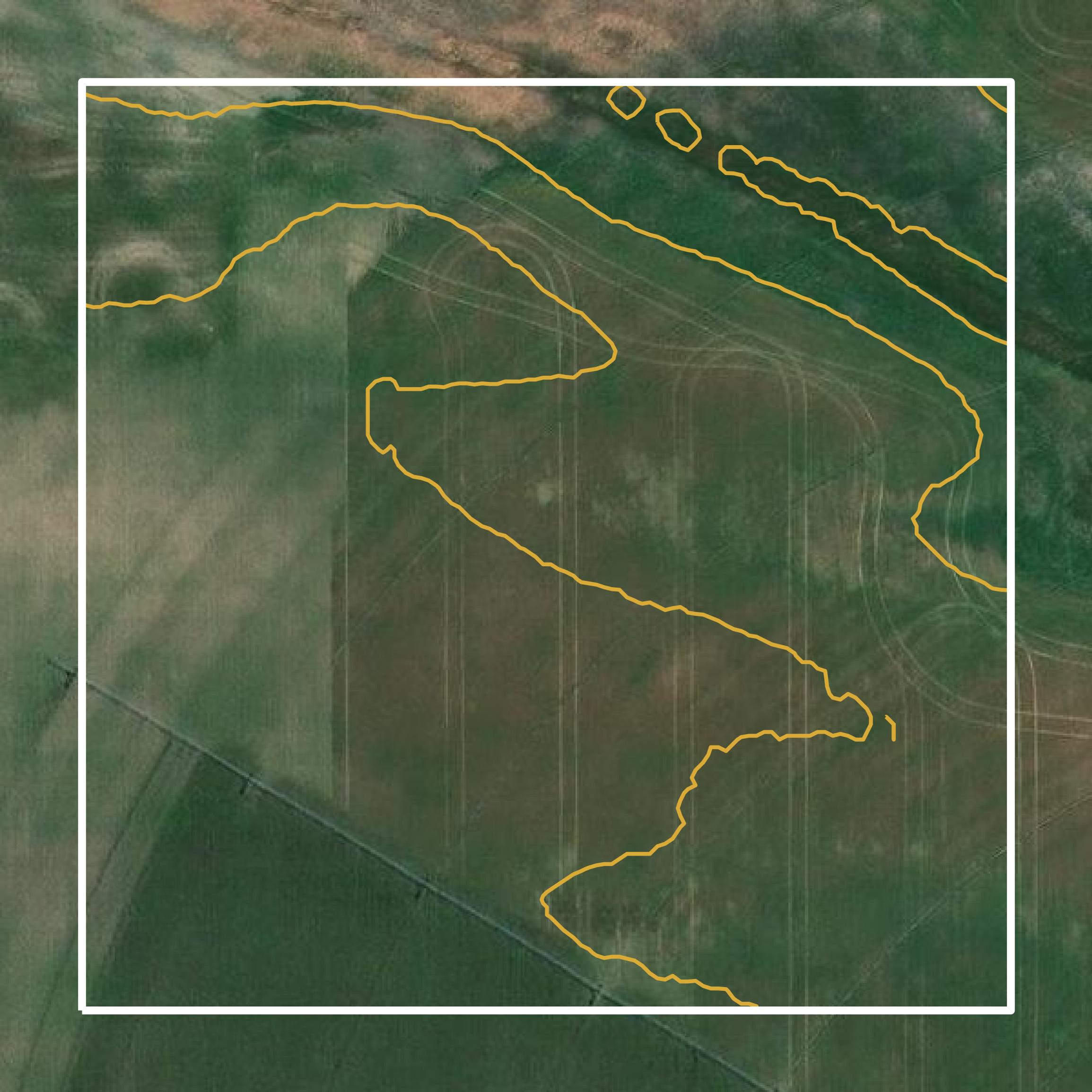 This image shows a contour map in Camas County created using GIS data in Equator.