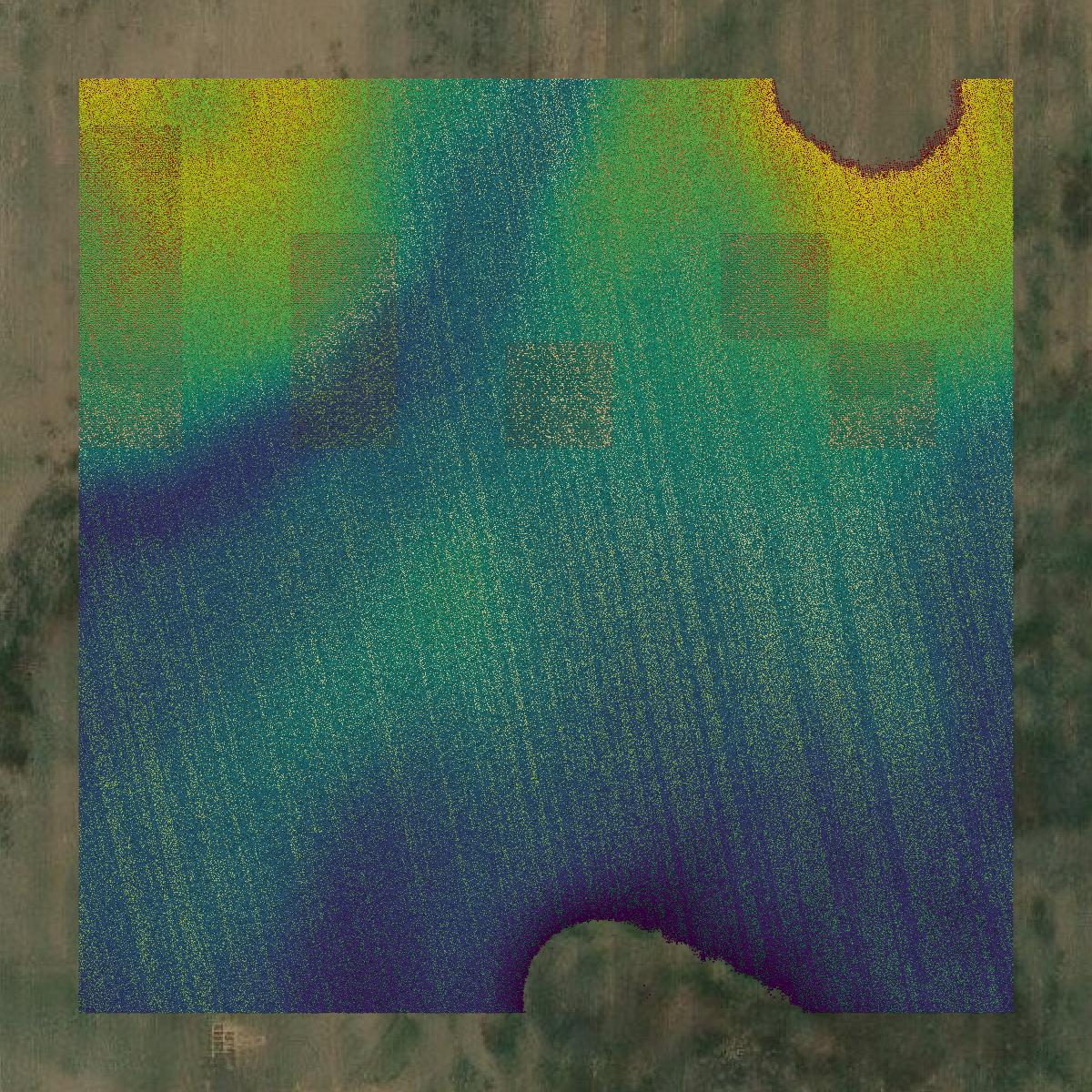 This image shows a LiDAR point cloud in Camas County created using GIS data in Equator.