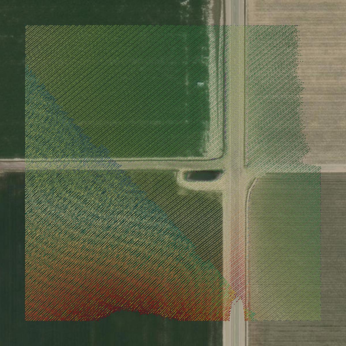 This image shows a LiDAR point cloud in Canyon County created using GIS data in Equator.