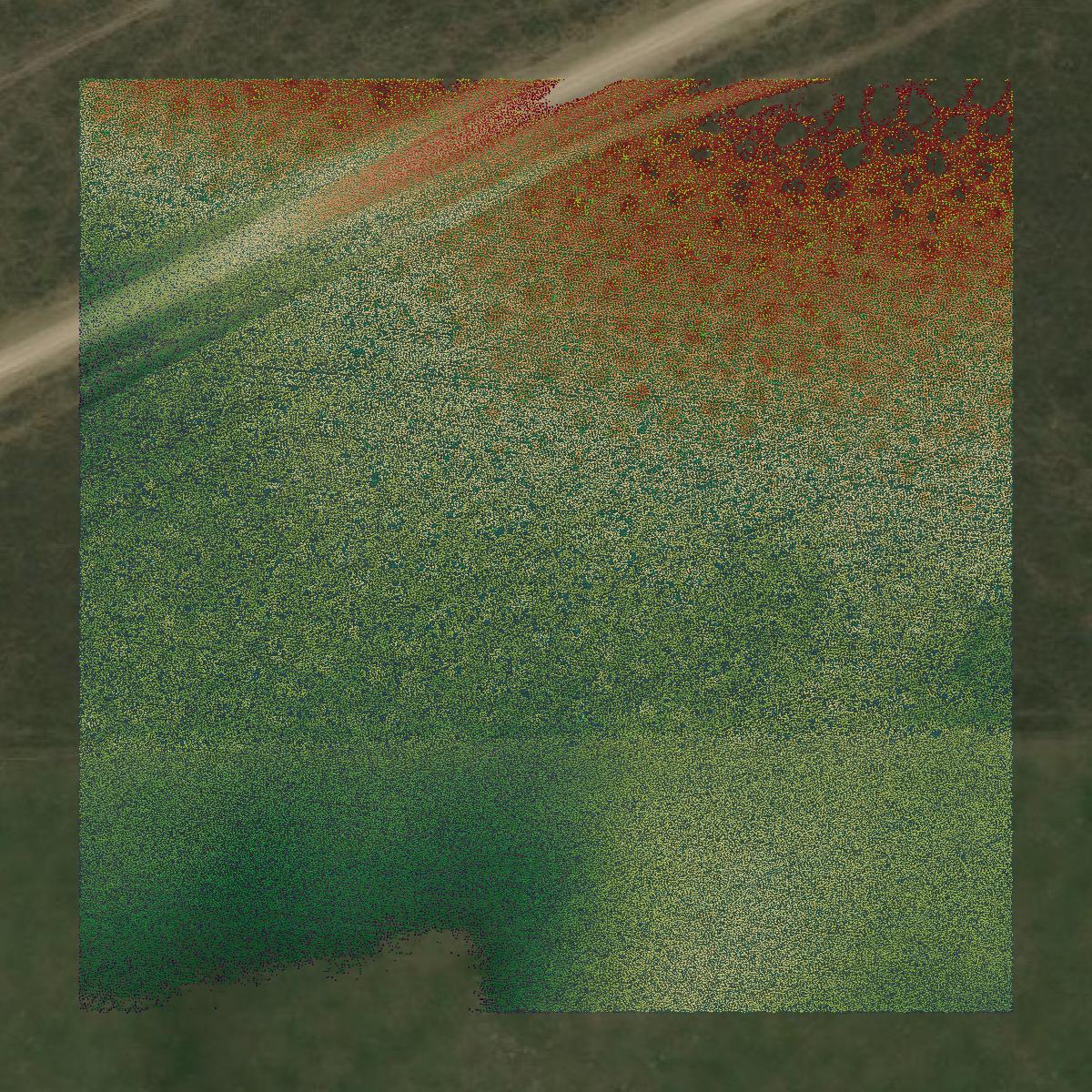 This image shows a LiDAR point cloud in Caribou County created using GIS data in Equator.