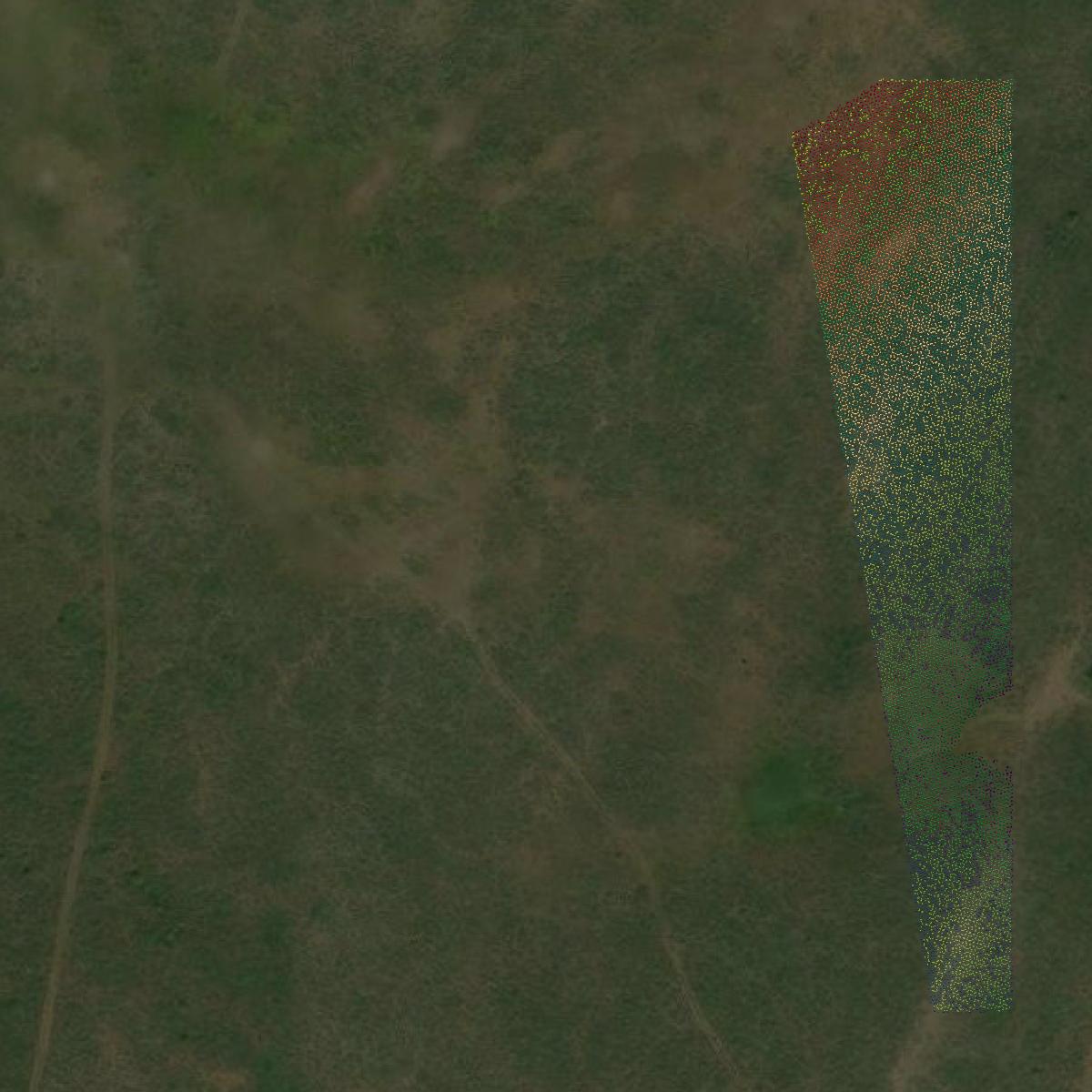 This image shows a LiDAR point cloud in Caribou County created using GIS data in Equator.