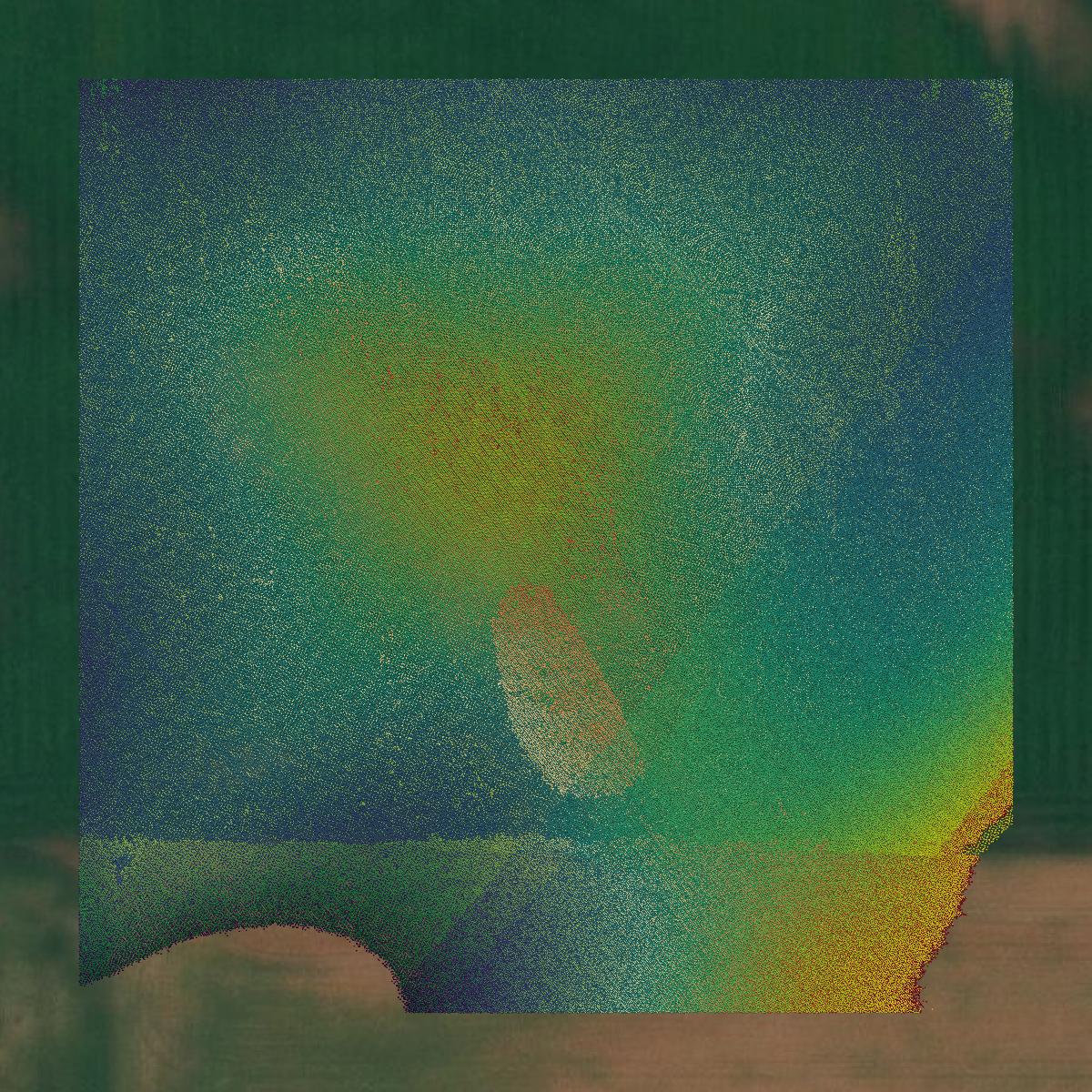 This image shows a LiDAR point cloud in Fremont County created using GIS data in Equator.