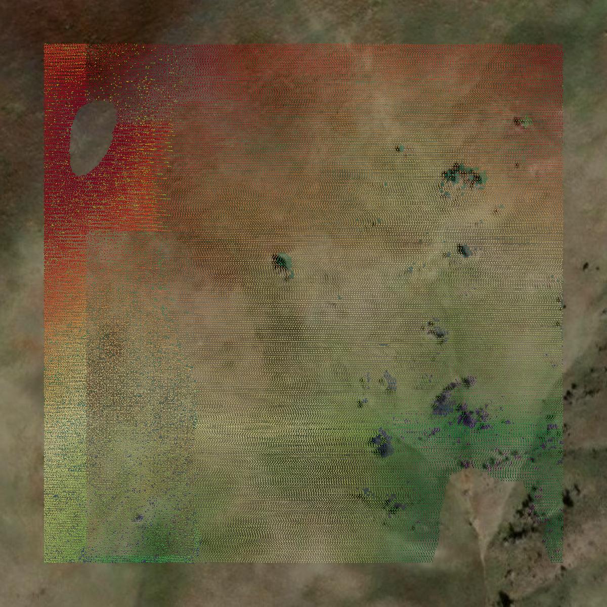 This image shows a LiDAR point cloud in Gem County created using GIS data in Equator.