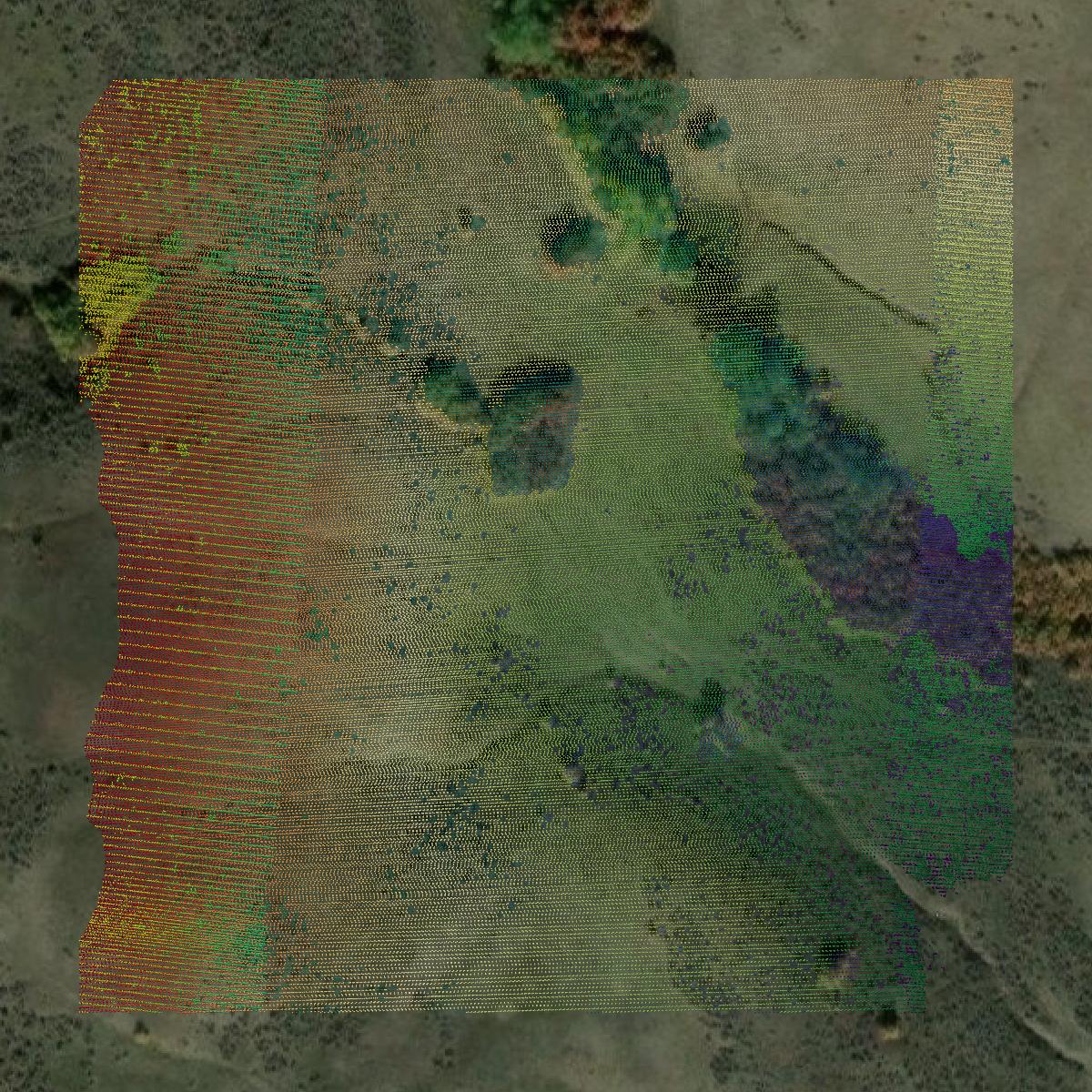 This image shows a LiDAR point cloud in Gem County created using GIS data in Equator.
