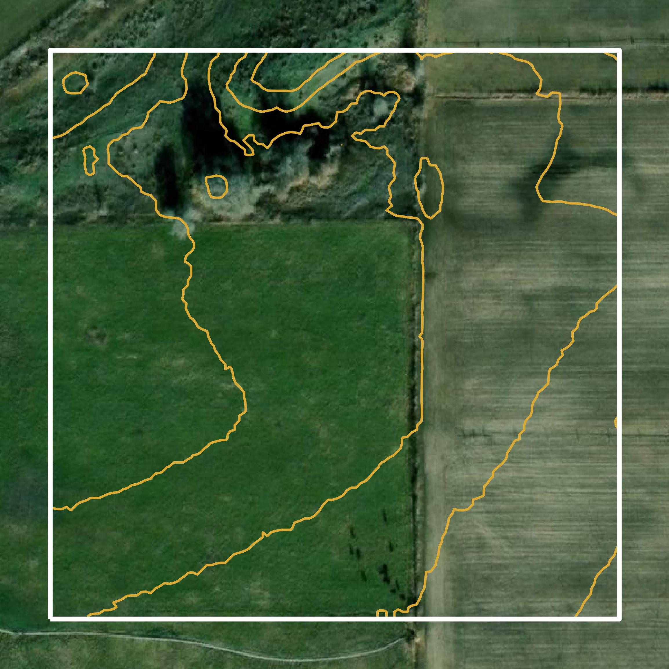 This image shows a contour map in Gooding County created using GIS data in Equator.