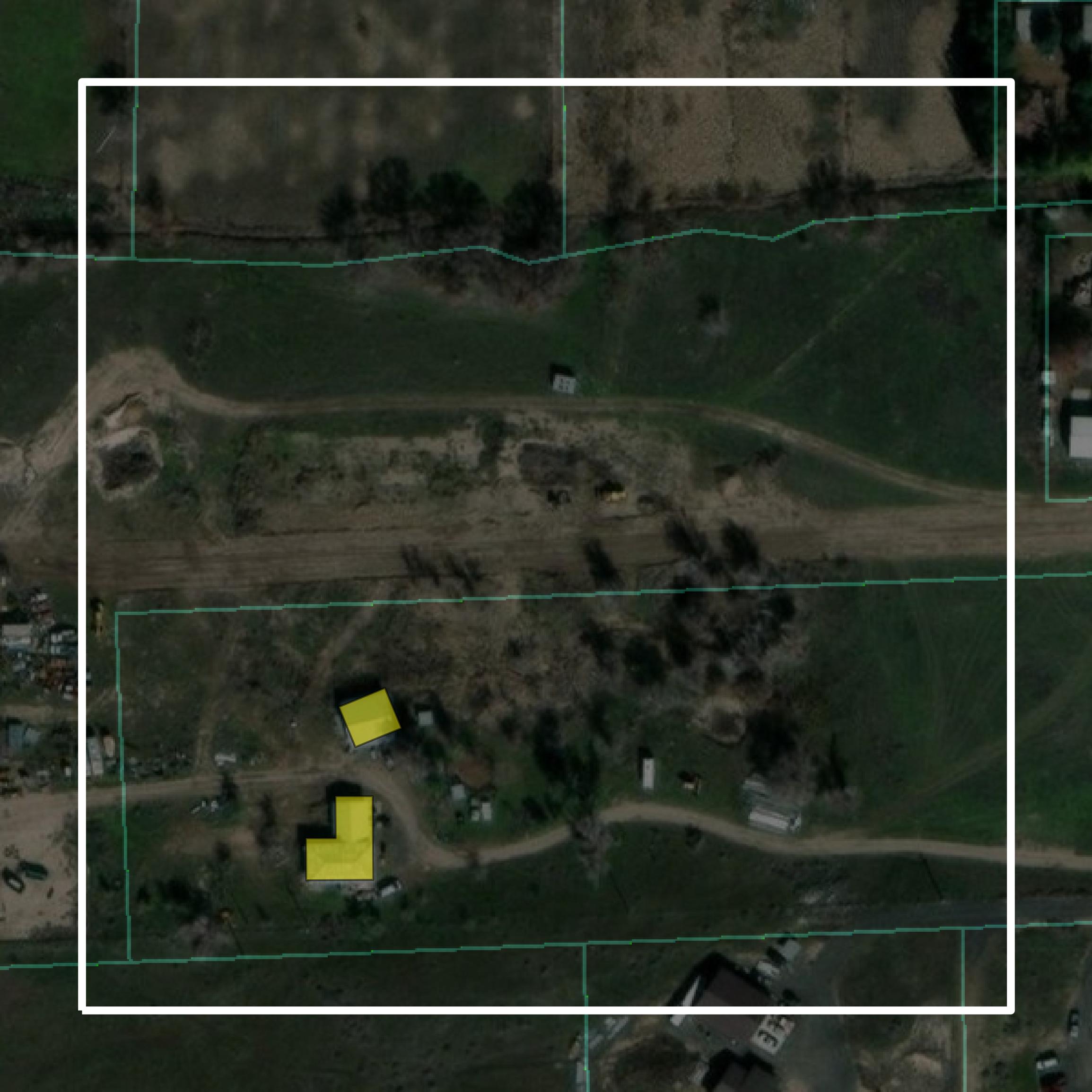 This image shows parcel and building data in Gooding County created using GIS data in Equator.