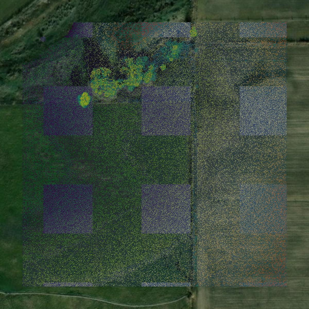 This image shows a LiDAR point cloud in Gooding County created using GIS data in Equator.