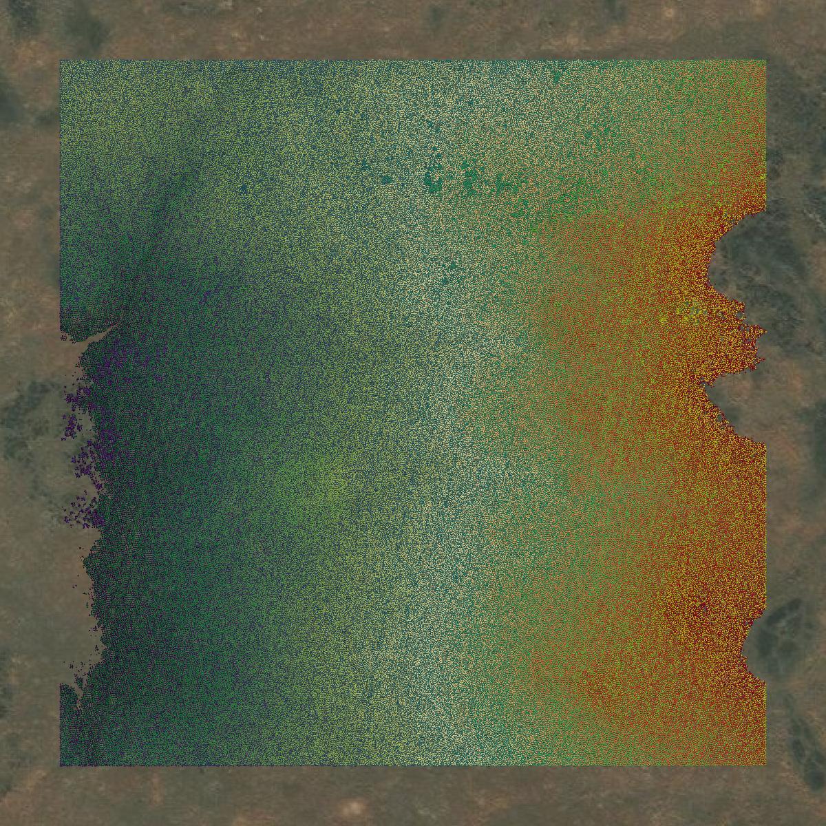 This image shows a LiDAR point cloud in Jerome County created using GIS data in Equator.