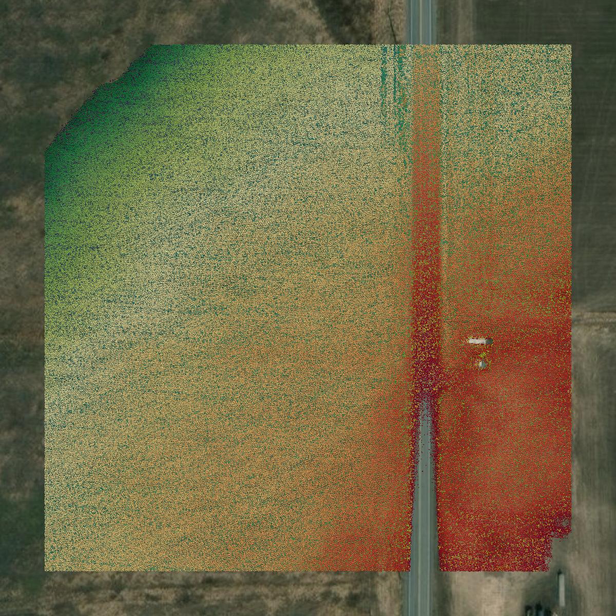 This image shows a LiDAR point cloud in Kootenai County created using GIS data in Equator.