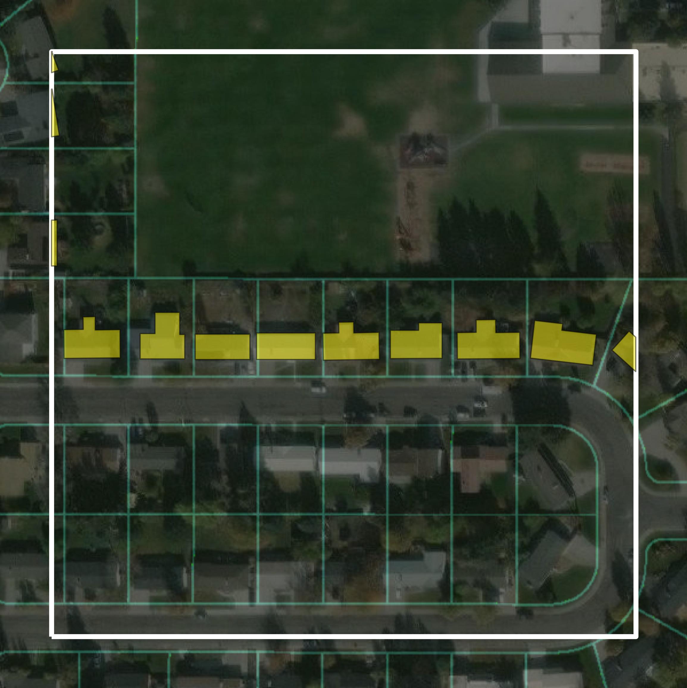 This image shows parcel and building data in Madison County created using GIS data in Equator.