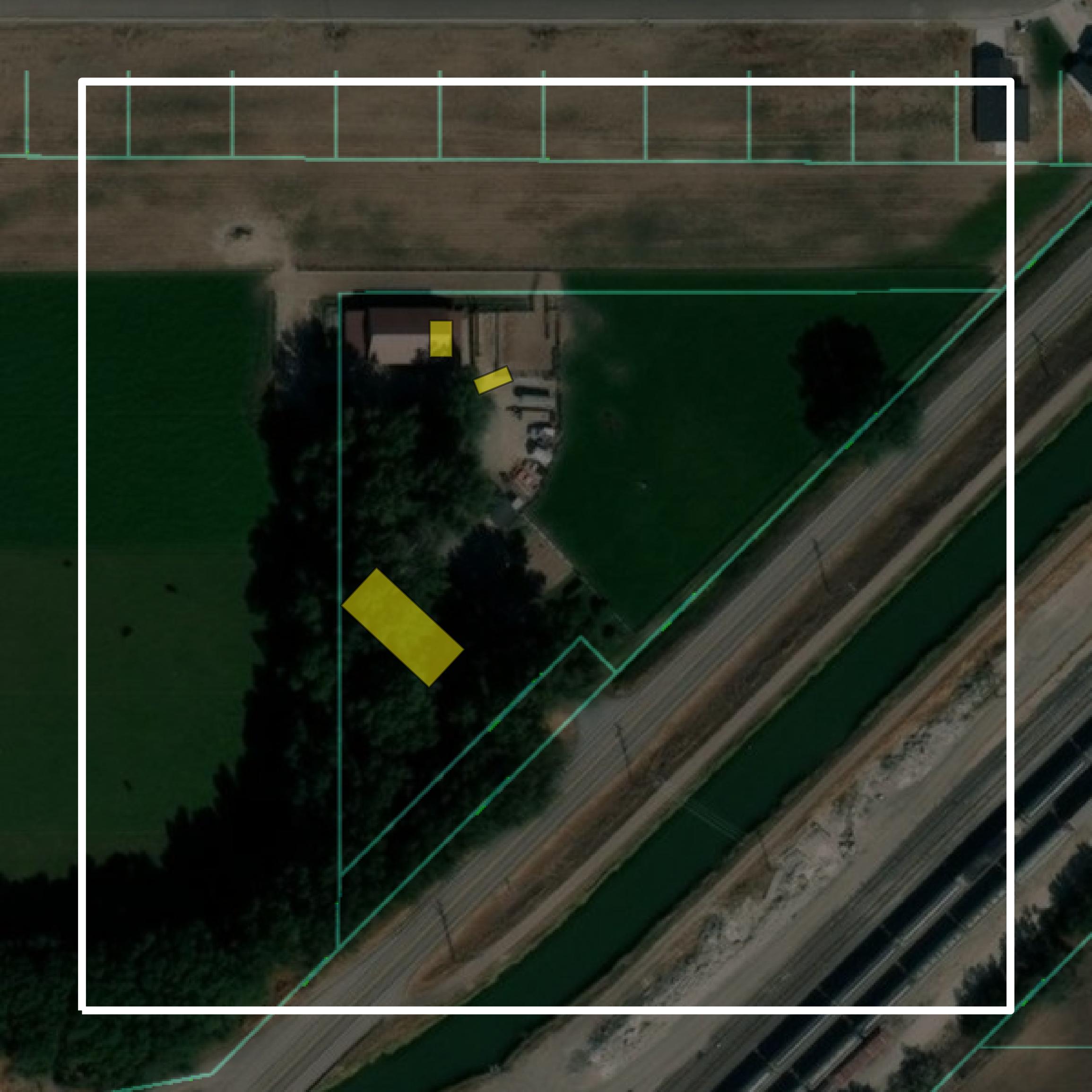 This image shows parcel and building data in Minidoka County created using GIS data in Equator.