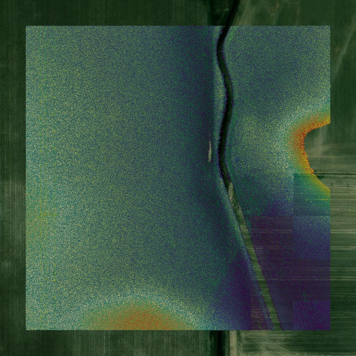 This image shows a LiDAR point cloud in Minidoka County created using GIS data in Equator.