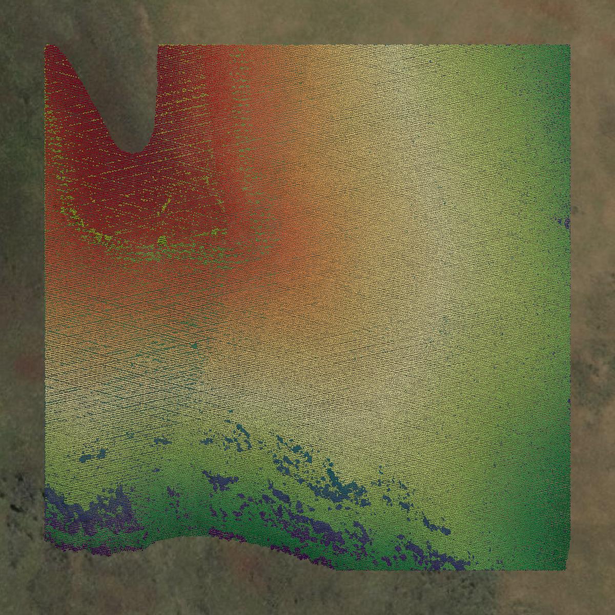 This image shows a LiDAR point cloud in Nez Perce County created using GIS data in Equator.