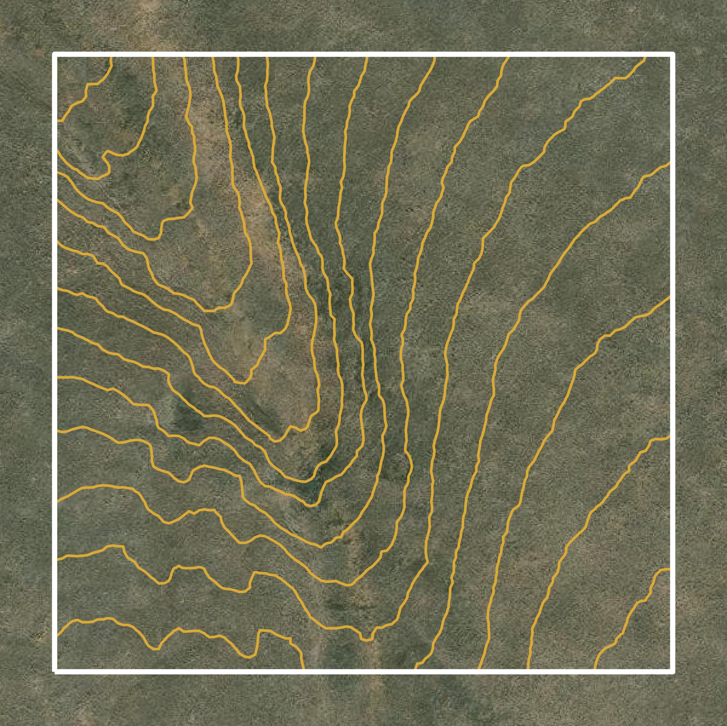 This image shows a contour map in Owyhee County created using GIS data in Equator.