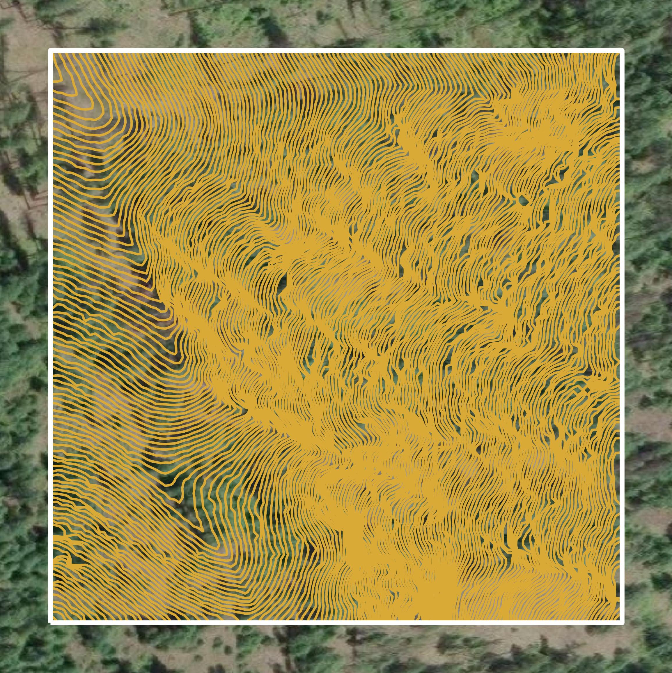 This image shows a contour map in Shoshone County created using GIS data in Equator.