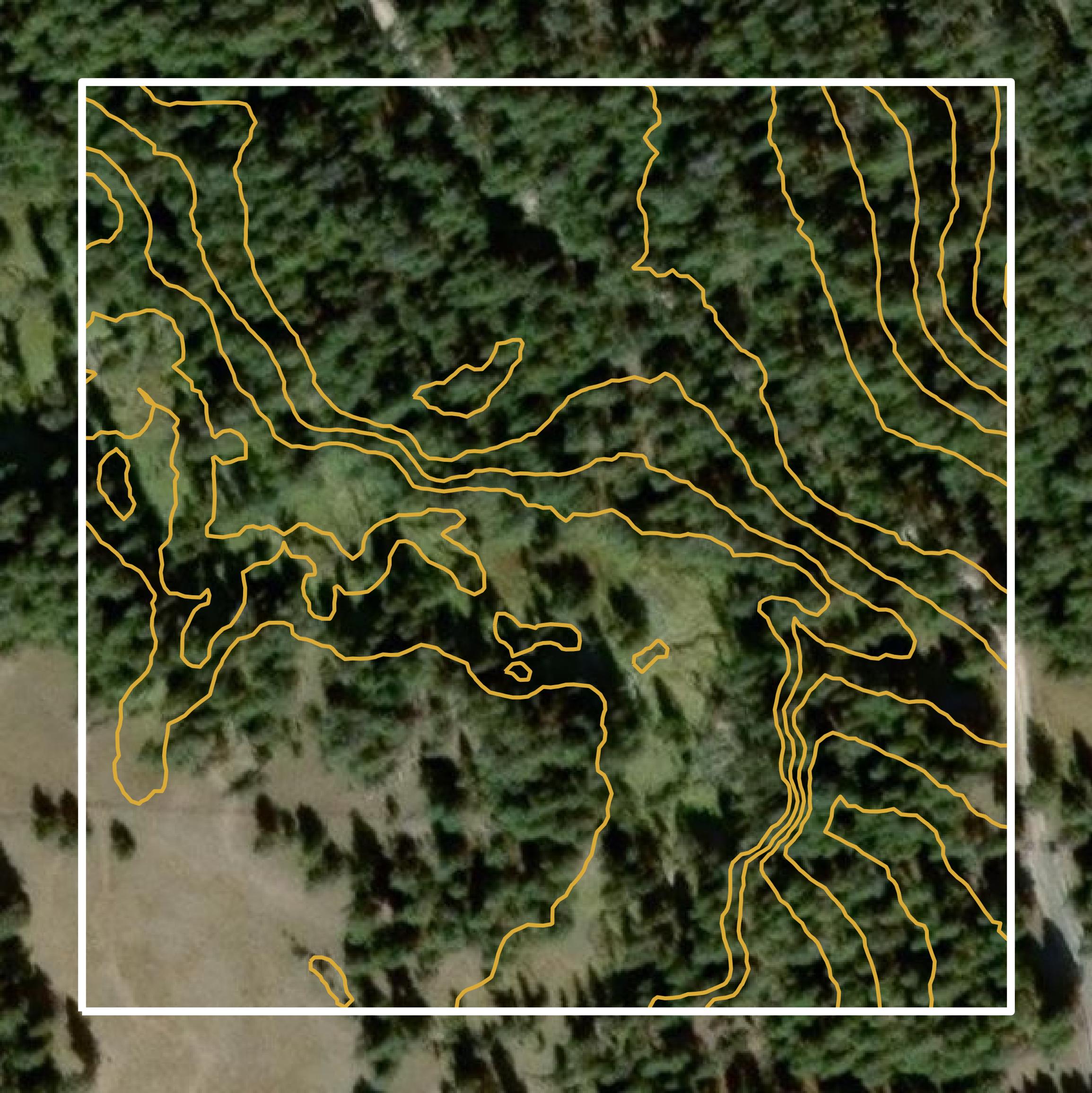 This image shows a contour map in Valley County created using GIS data in Equator.