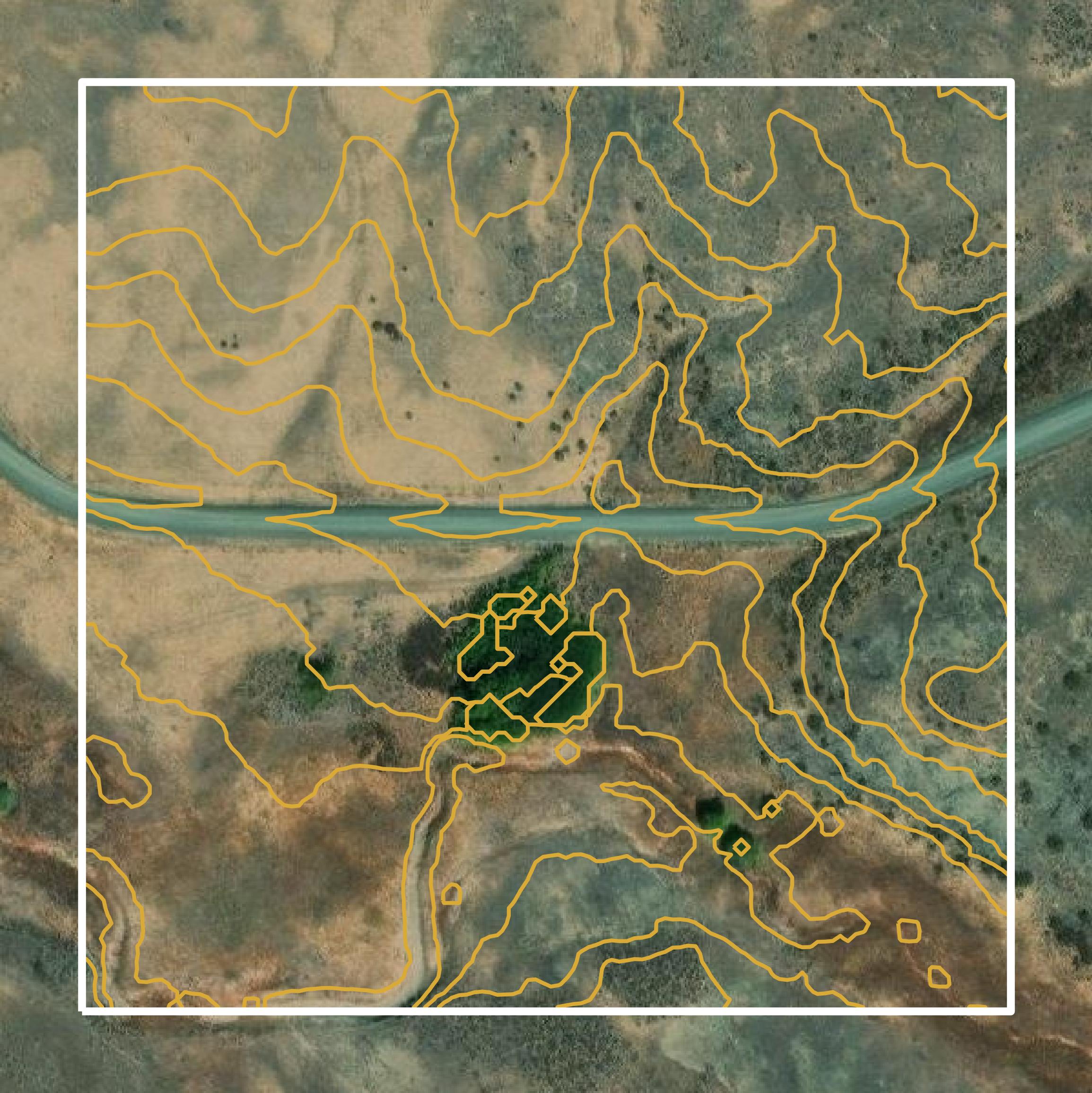 This image shows a contour map in Washington County created using GIS data in Equator.
