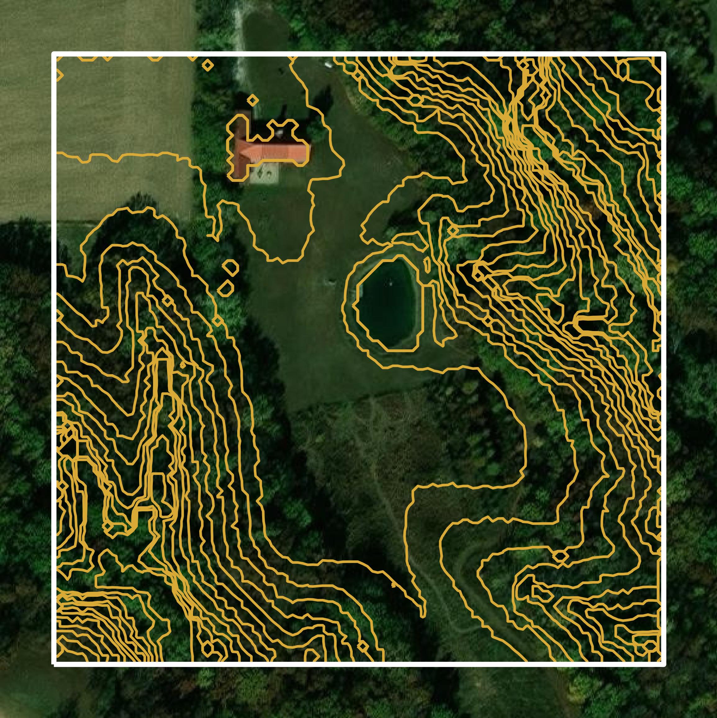 This image shows a contour map in Adams County created using GIS data in Equator.
