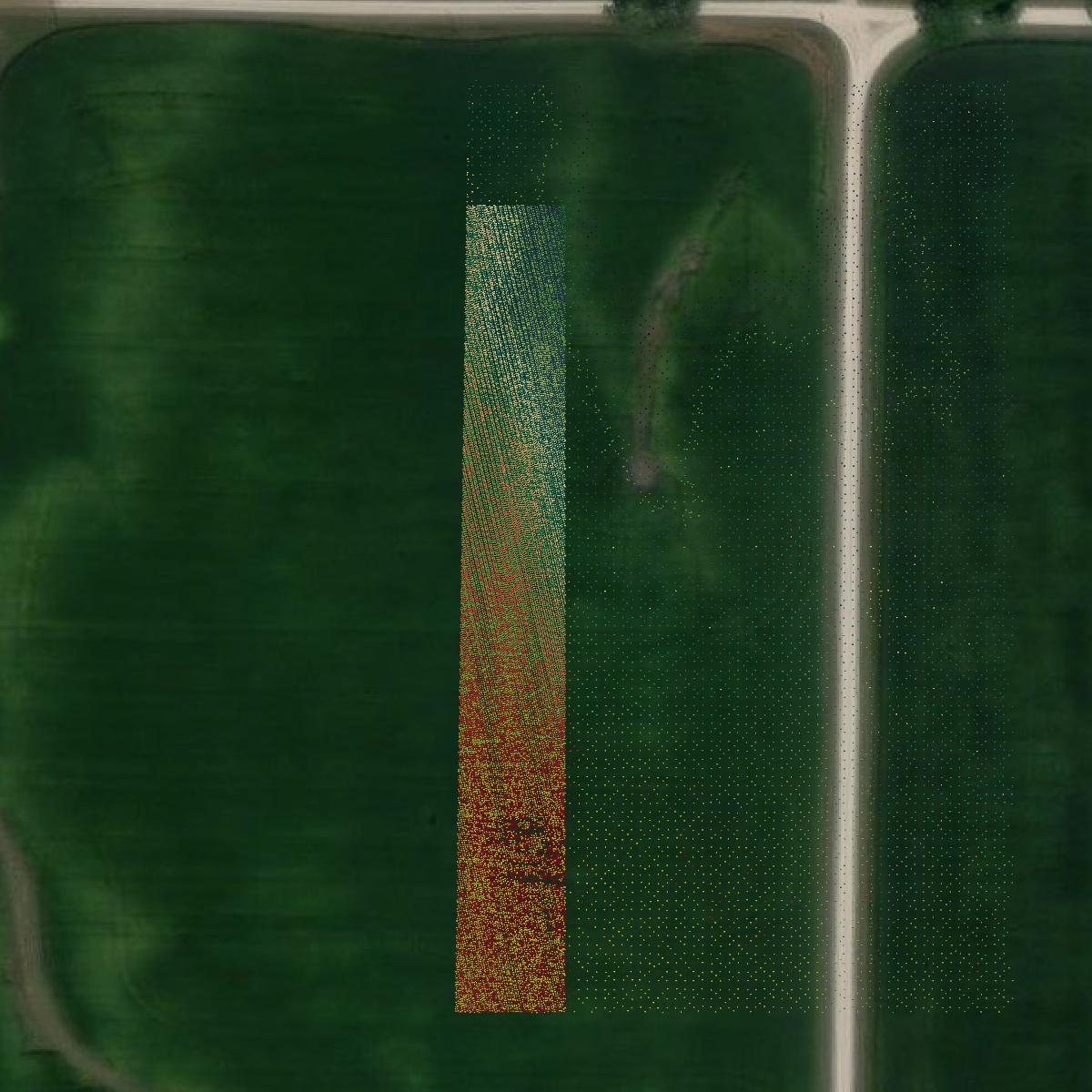 This image shows a LiDAR point cloud in Adams County created using GIS data in Equator.
