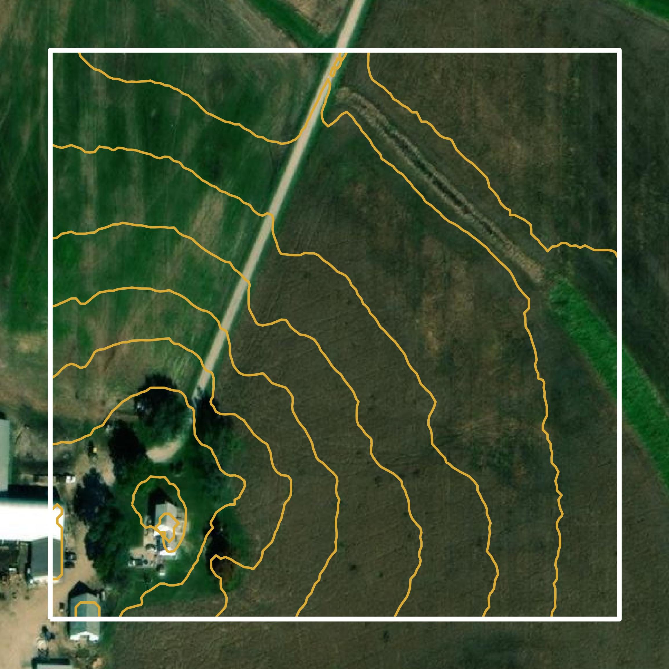 This image shows a contour map in Bond County created using GIS data in Equator.