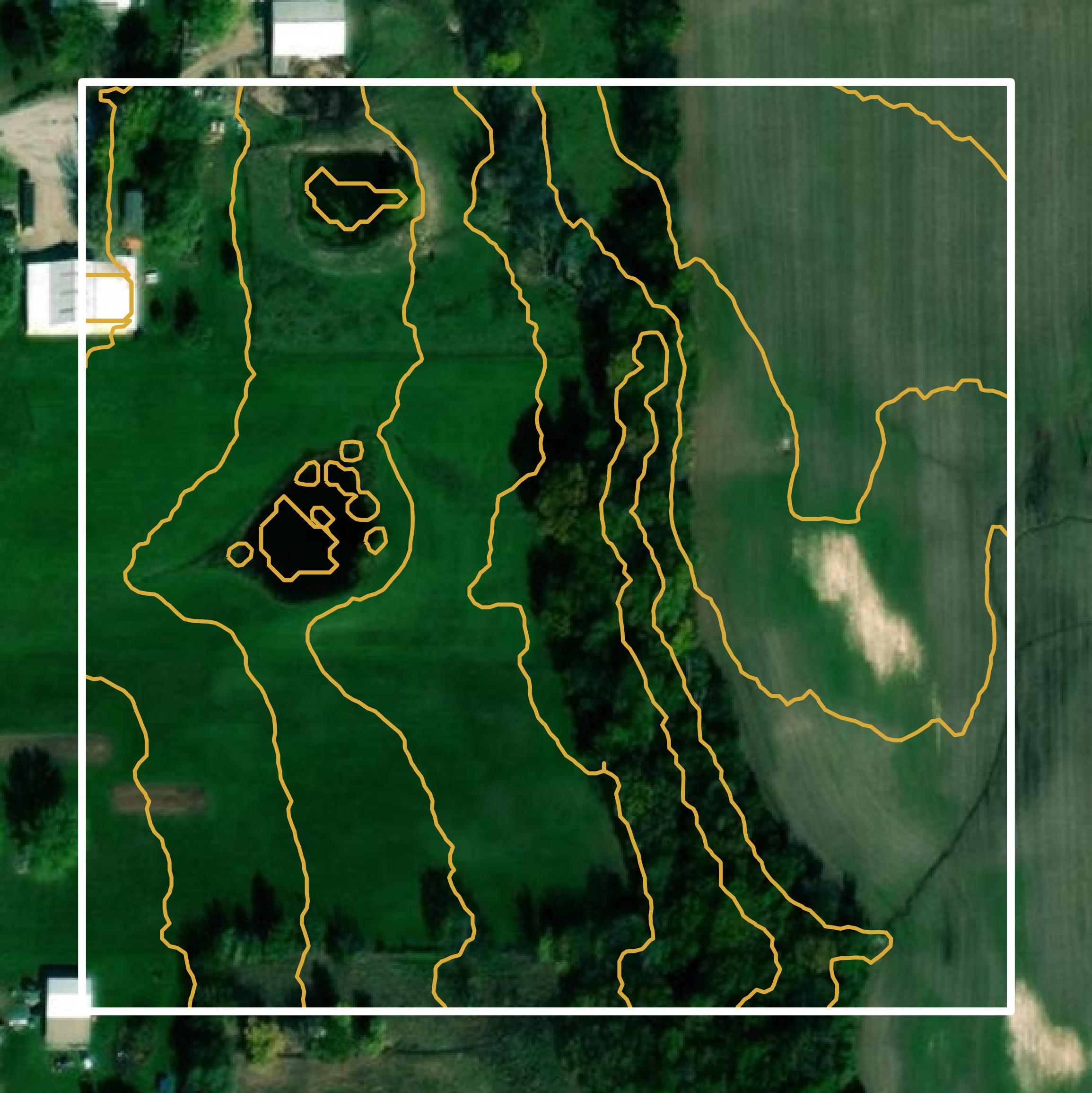 This image shows a contour map in Bond County created using GIS data in Equator.