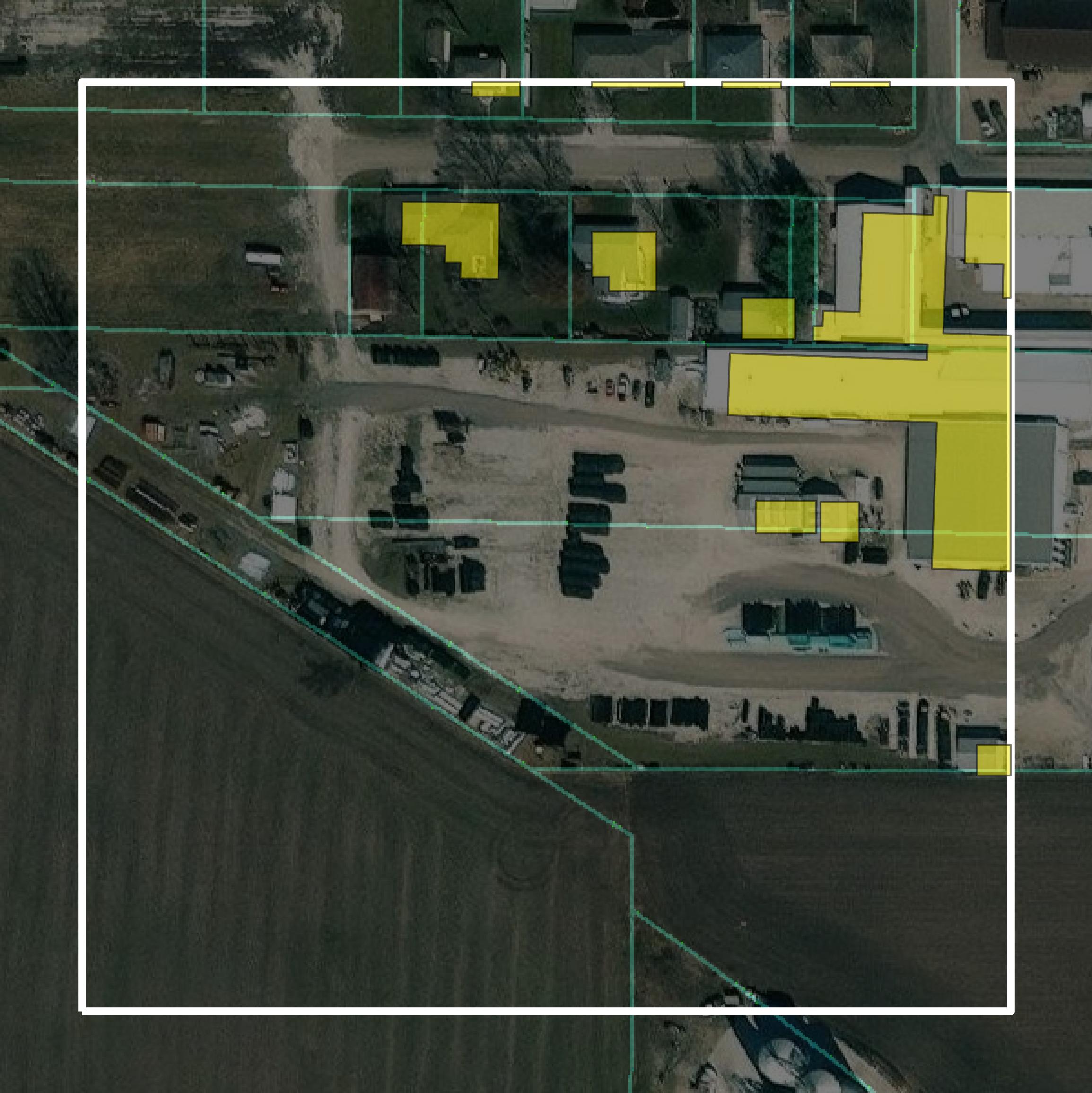 This image shows parcel and building data in Brown County created using GIS data in Equator.