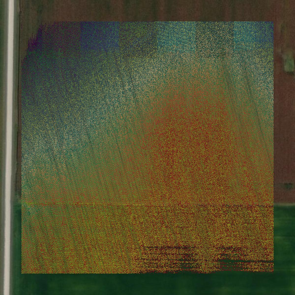 This image shows a LiDAR point cloud in Brown County created using GIS data in Equator.