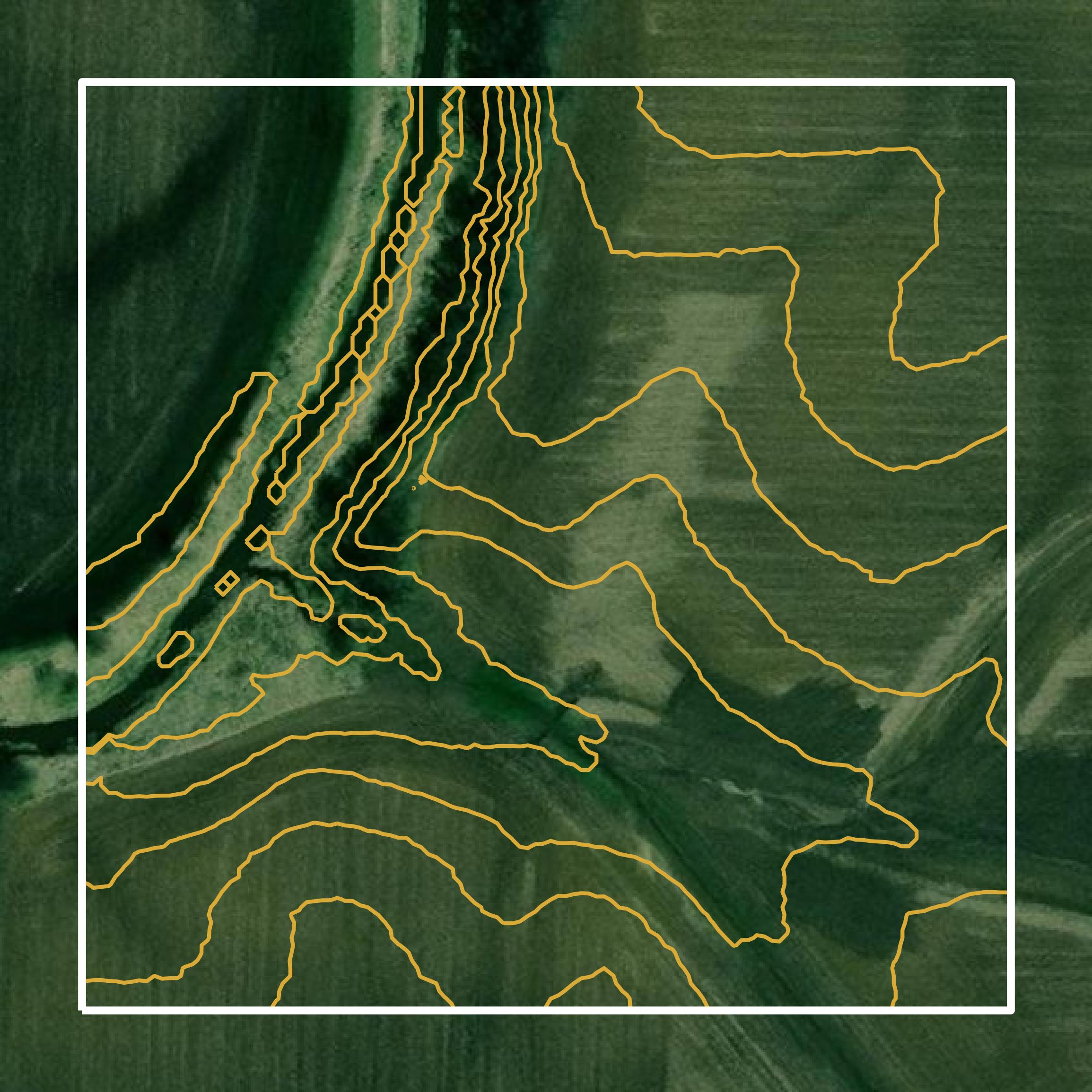 This image shows a contour map in Bureau County created using GIS data in Equator.