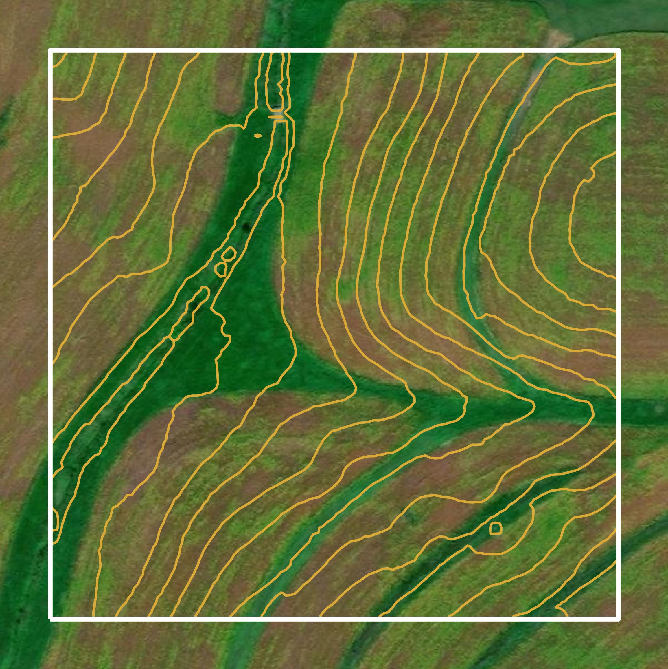 This image shows a contour map in Carroll County created using GIS data in Equator.