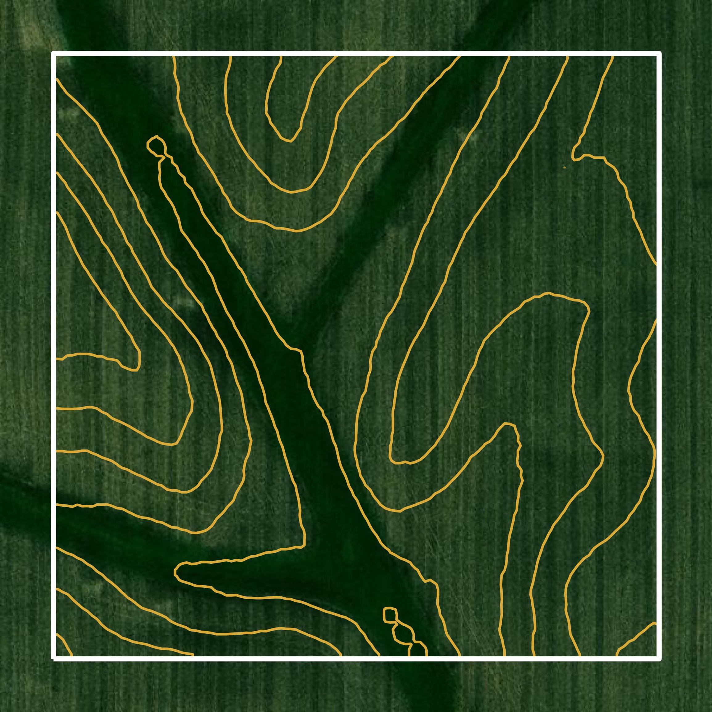 This image shows a contour map in Cass County created using GIS data in Equator.