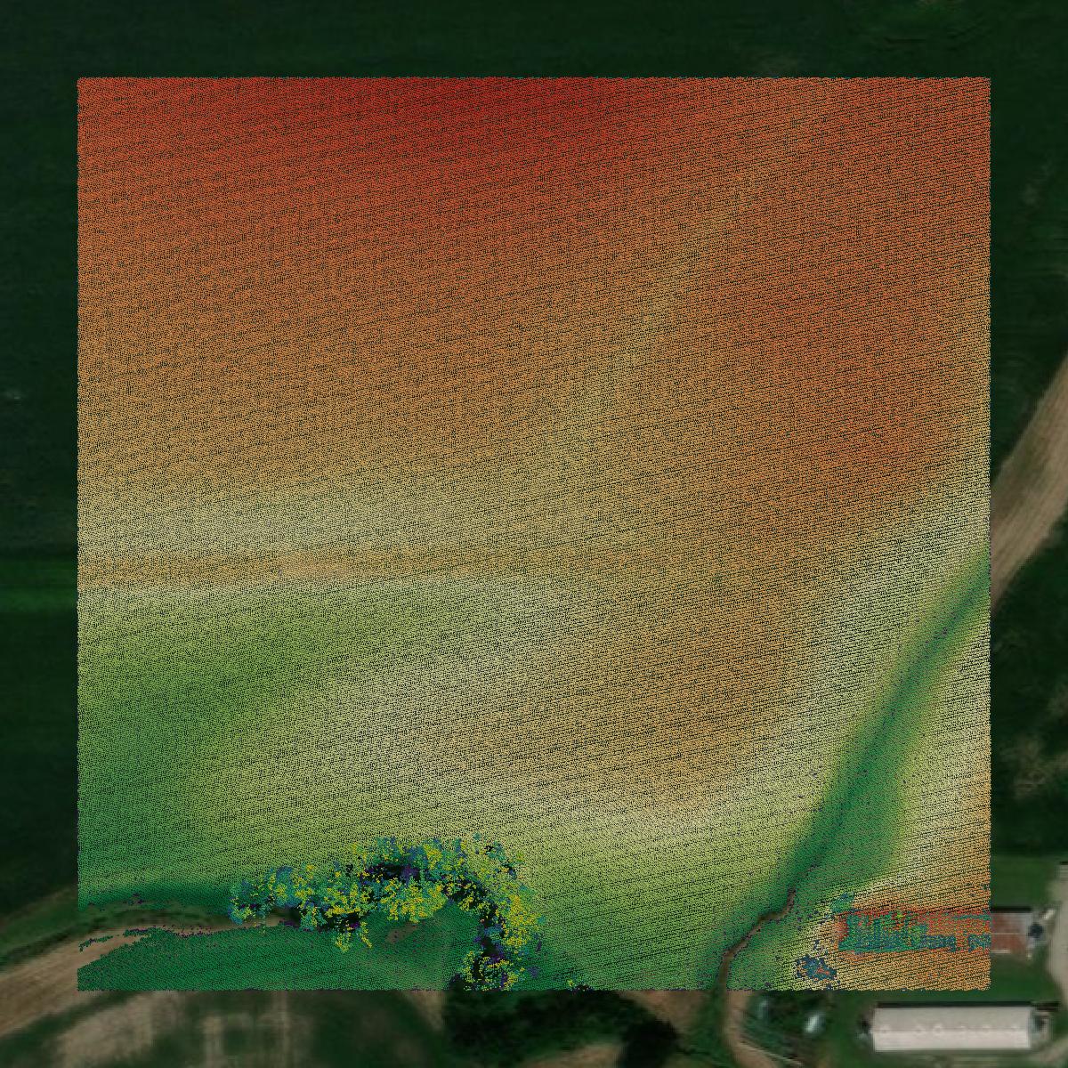 This image shows a LiDAR point cloud in Clark County created using GIS data in Equator.