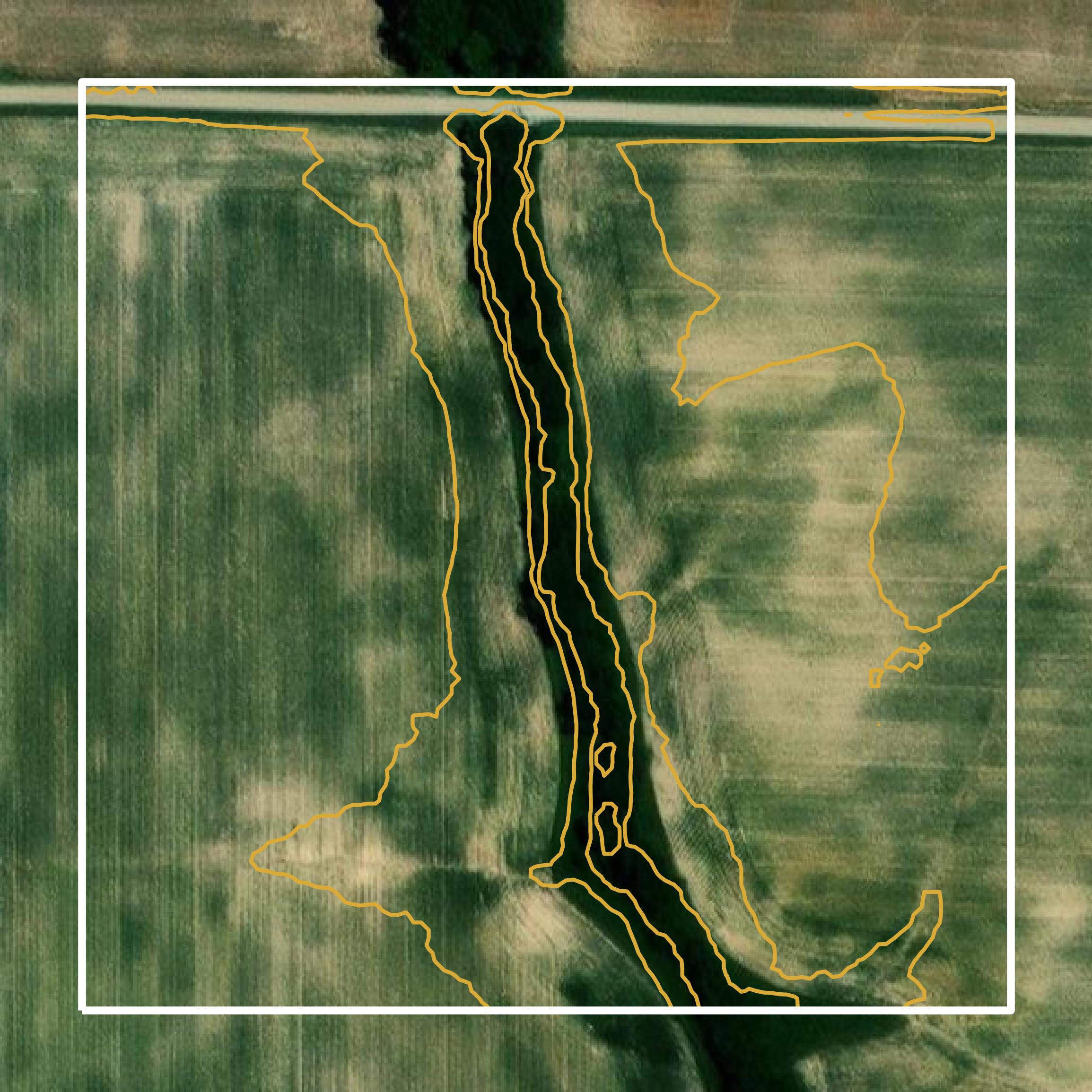 This image shows a contour map in Clay County created using GIS data in Equator.