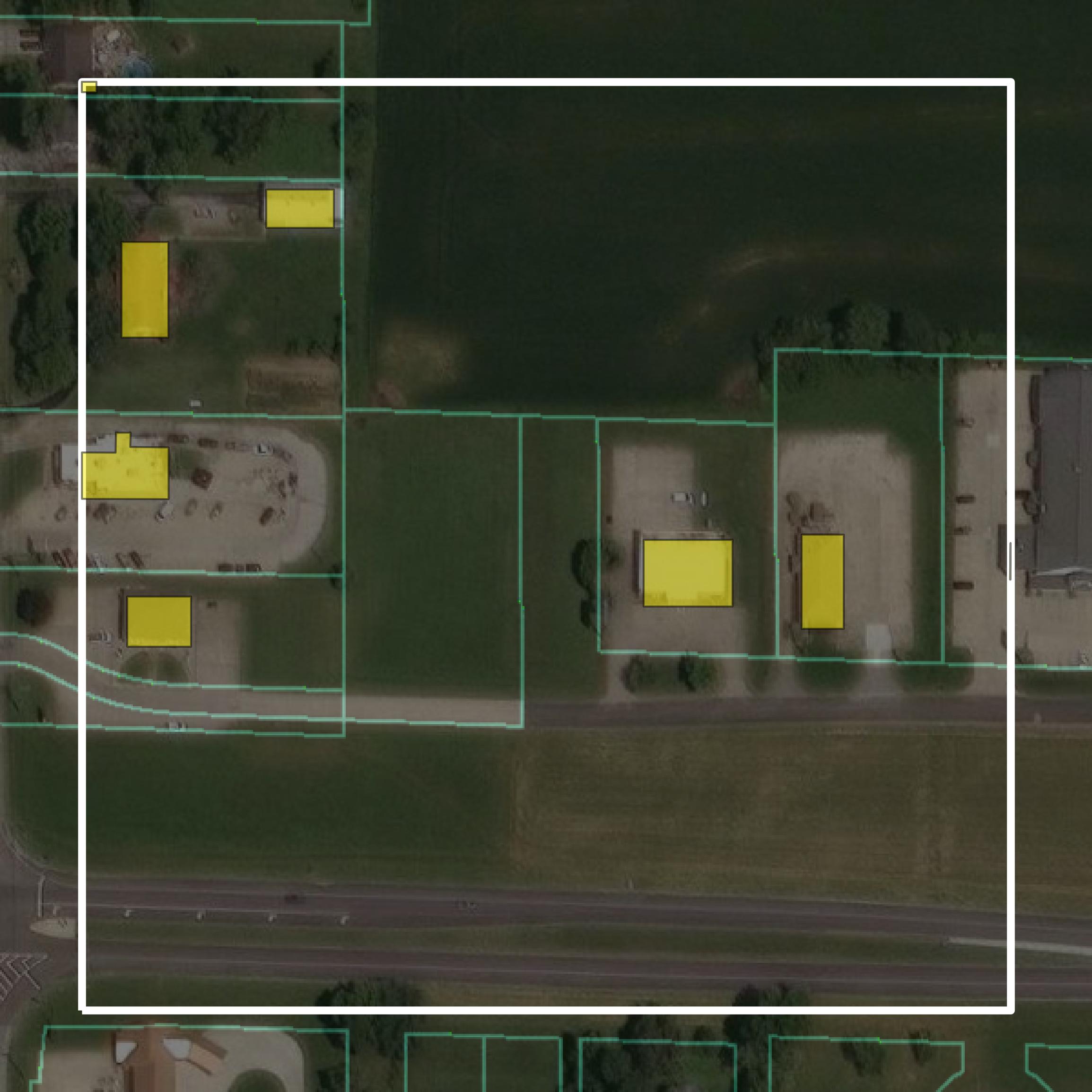 This image shows parcel and building data in Clay County created using GIS data in Equator.