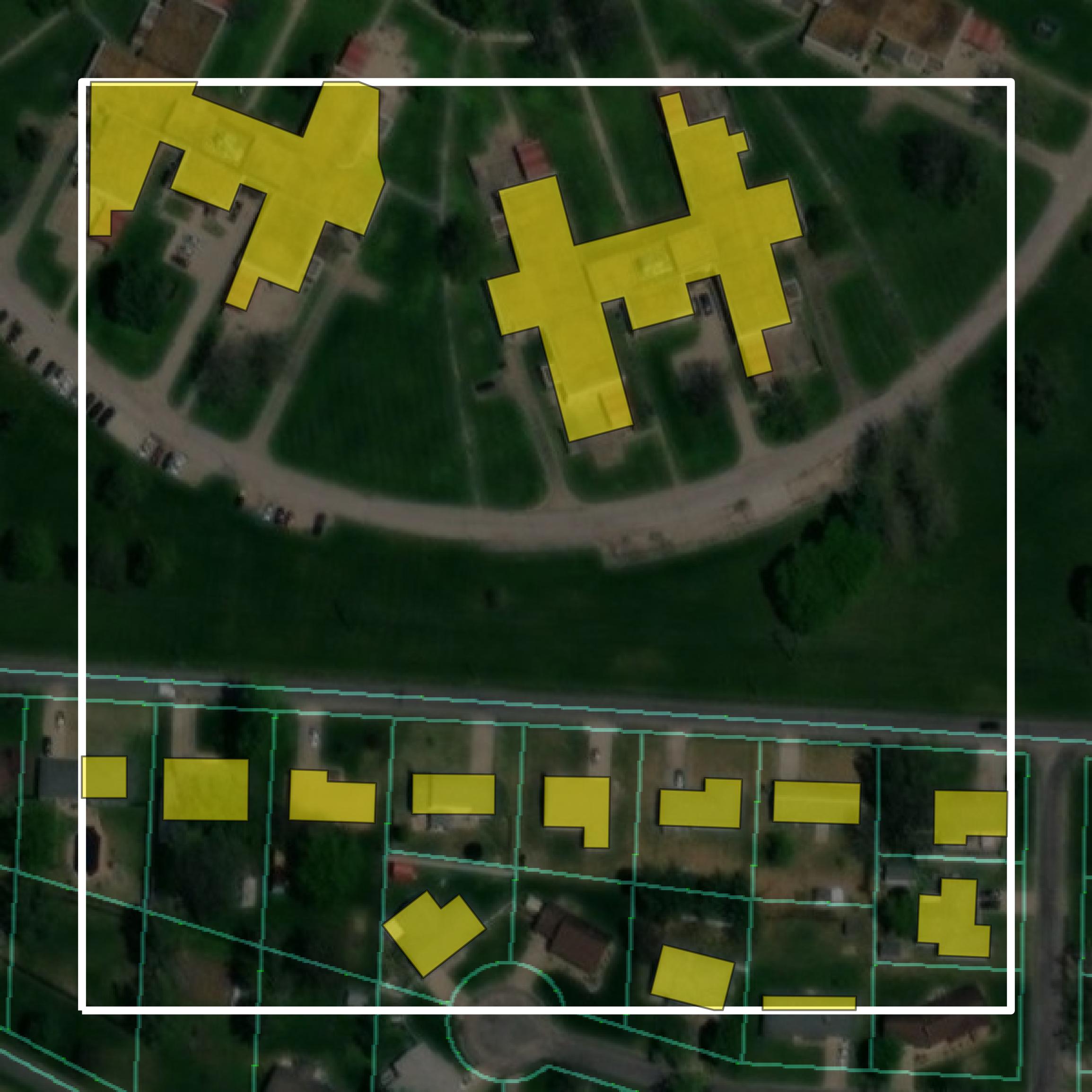 This image shows parcel and building data in Clinton County created using GIS data in Equator.