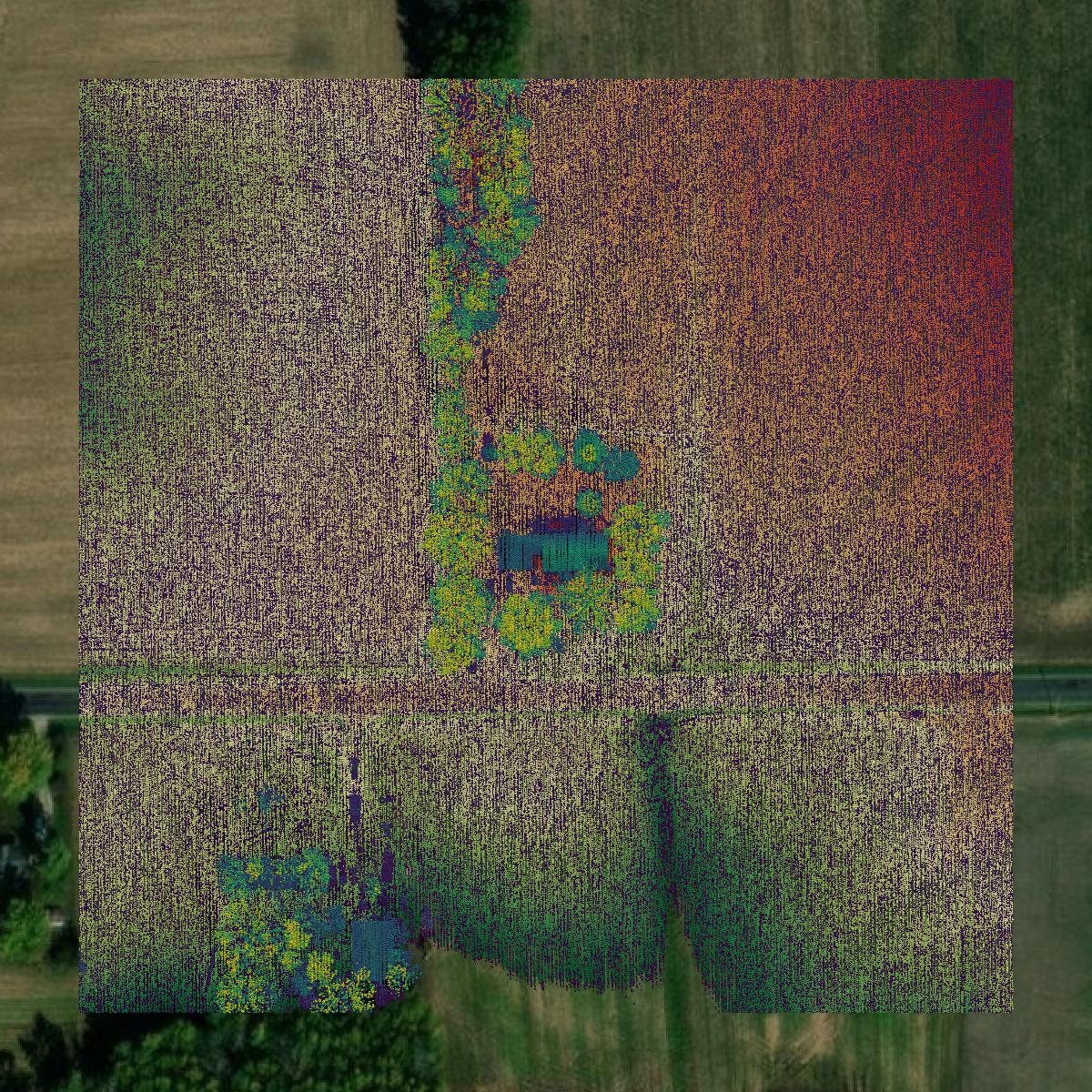 This image shows a LiDAR point cloud in Clinton County created using GIS data in Equator.