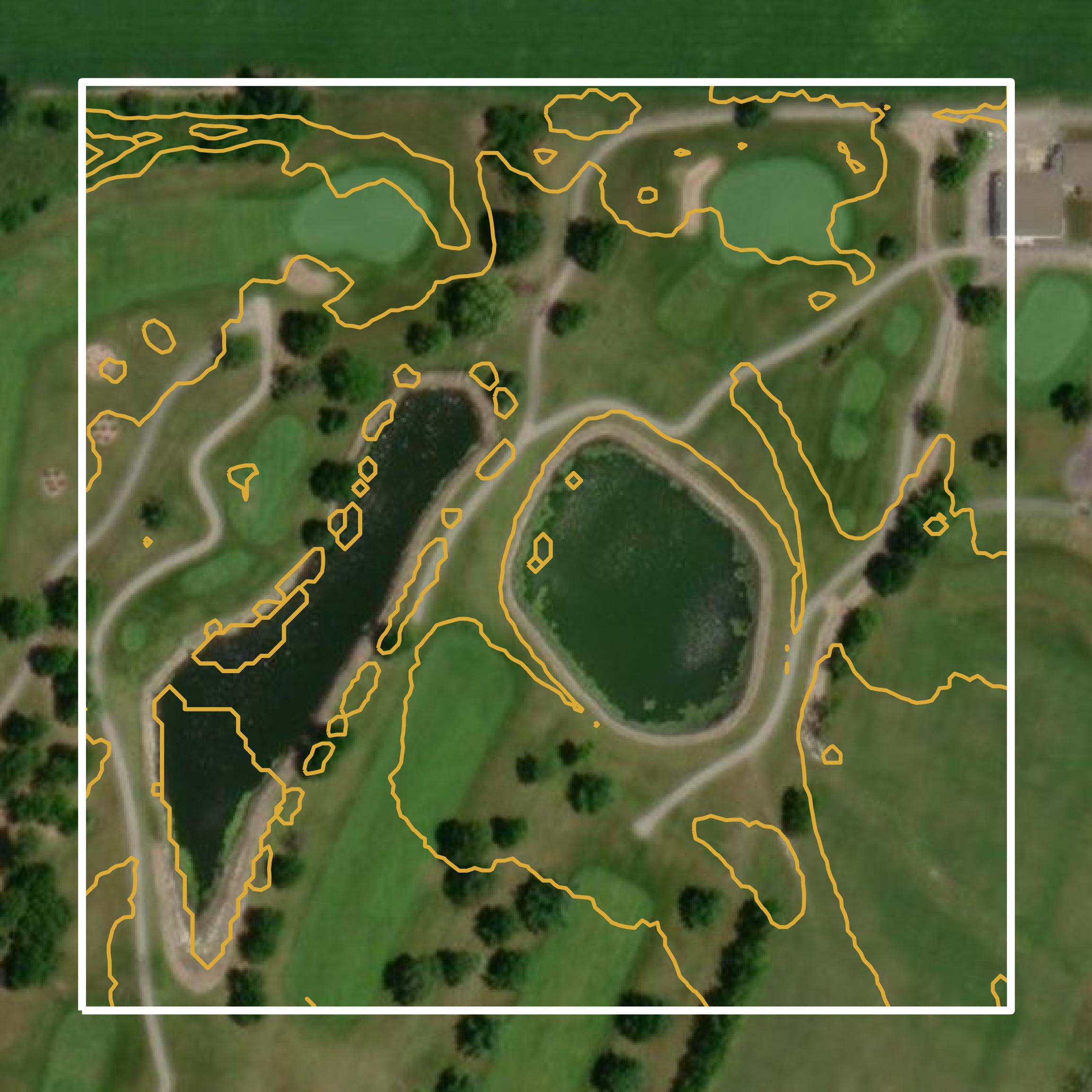 This image shows a contour map in Coles County created using GIS data in Equator.