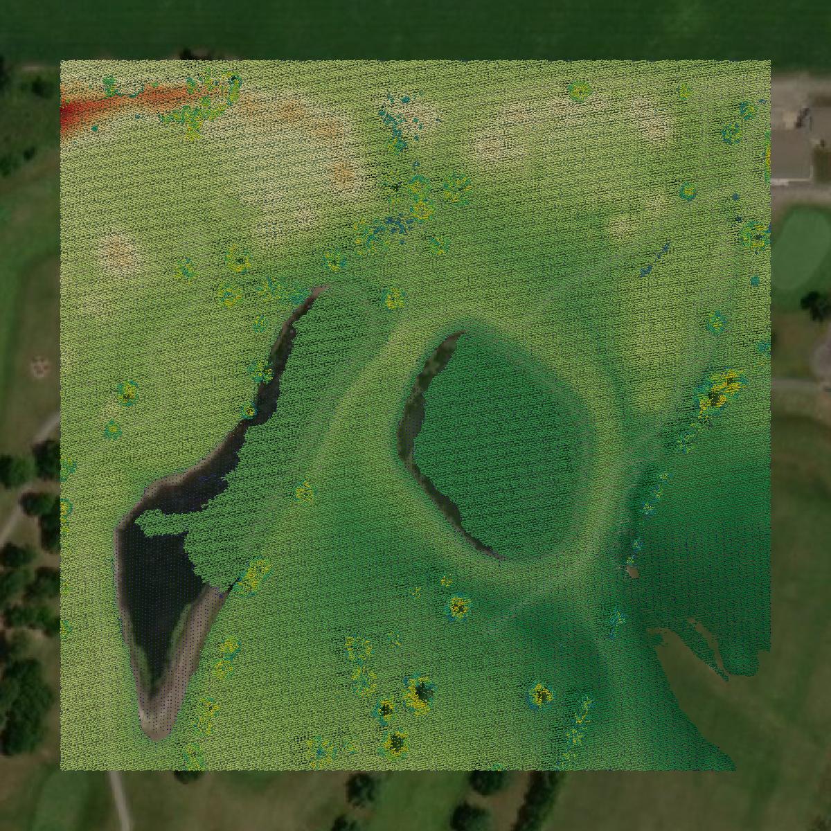 This image shows a LiDAR point cloud in Coles County created using GIS data in Equator.