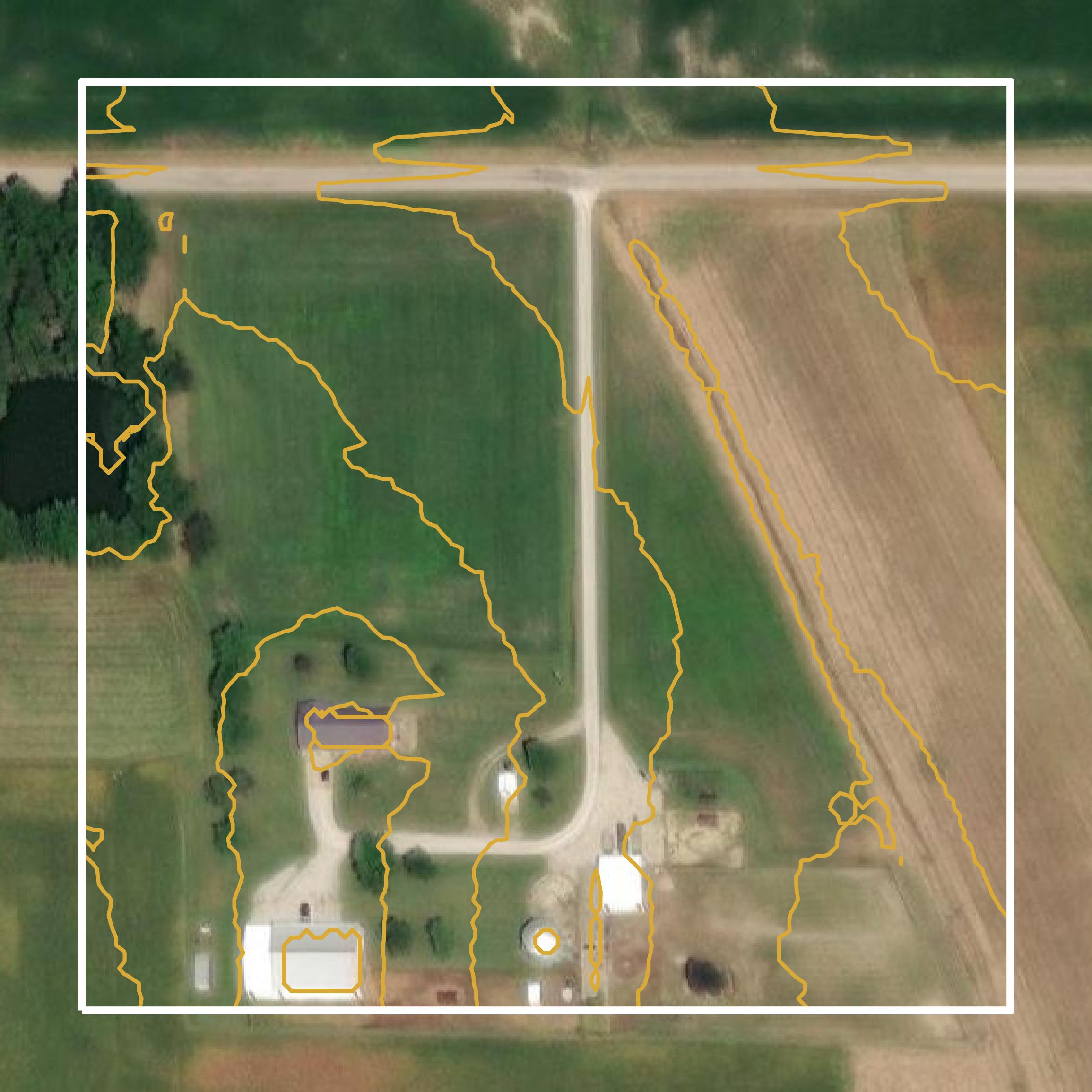 This image shows a contour map in Crawford County created using GIS data in Equator.