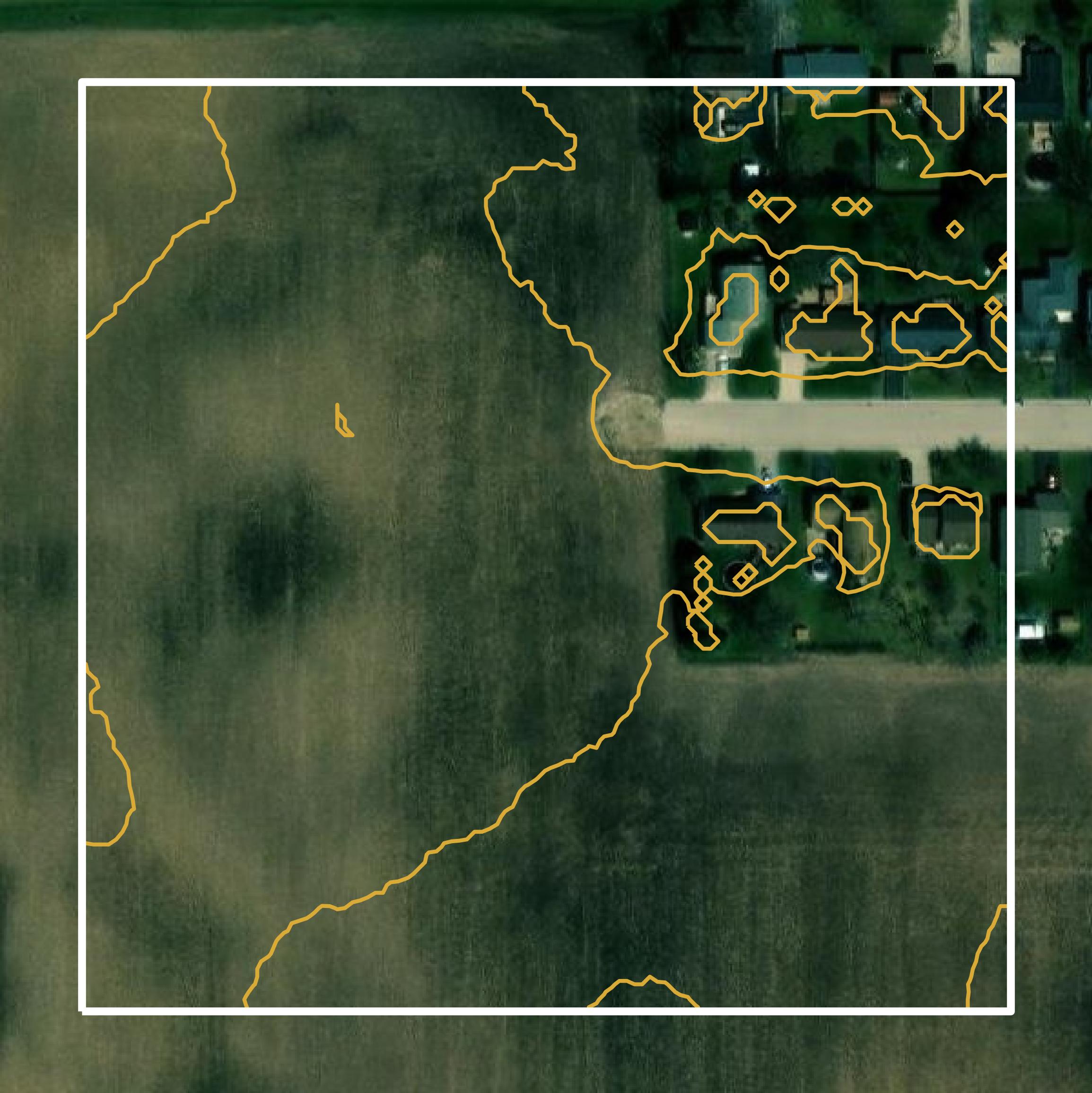 This image shows a contour map in DeKalb County created using GIS data in Equator.