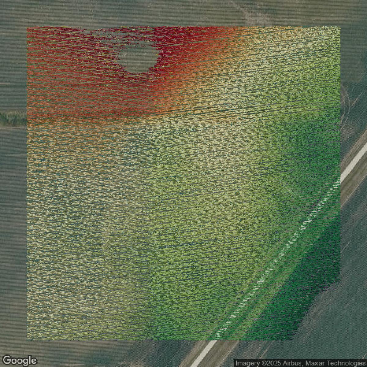 This image shows a LiDAR point cloud in DuPage County created using GIS data in Equator.