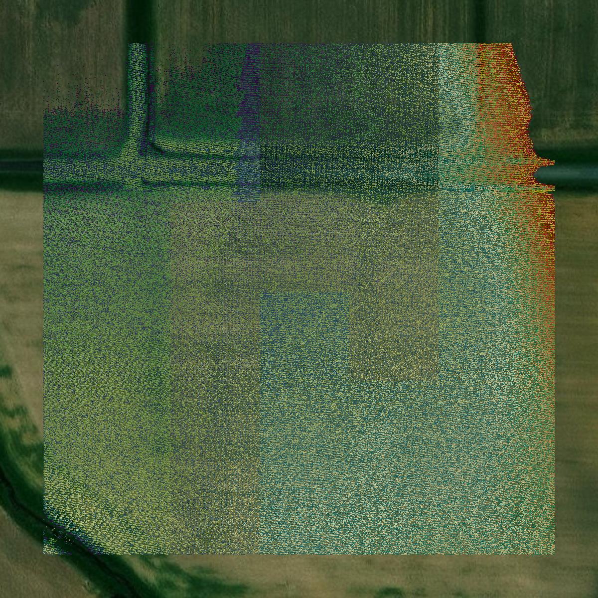 This image shows a LiDAR point cloud in Edwards County created using GIS data in Equator.