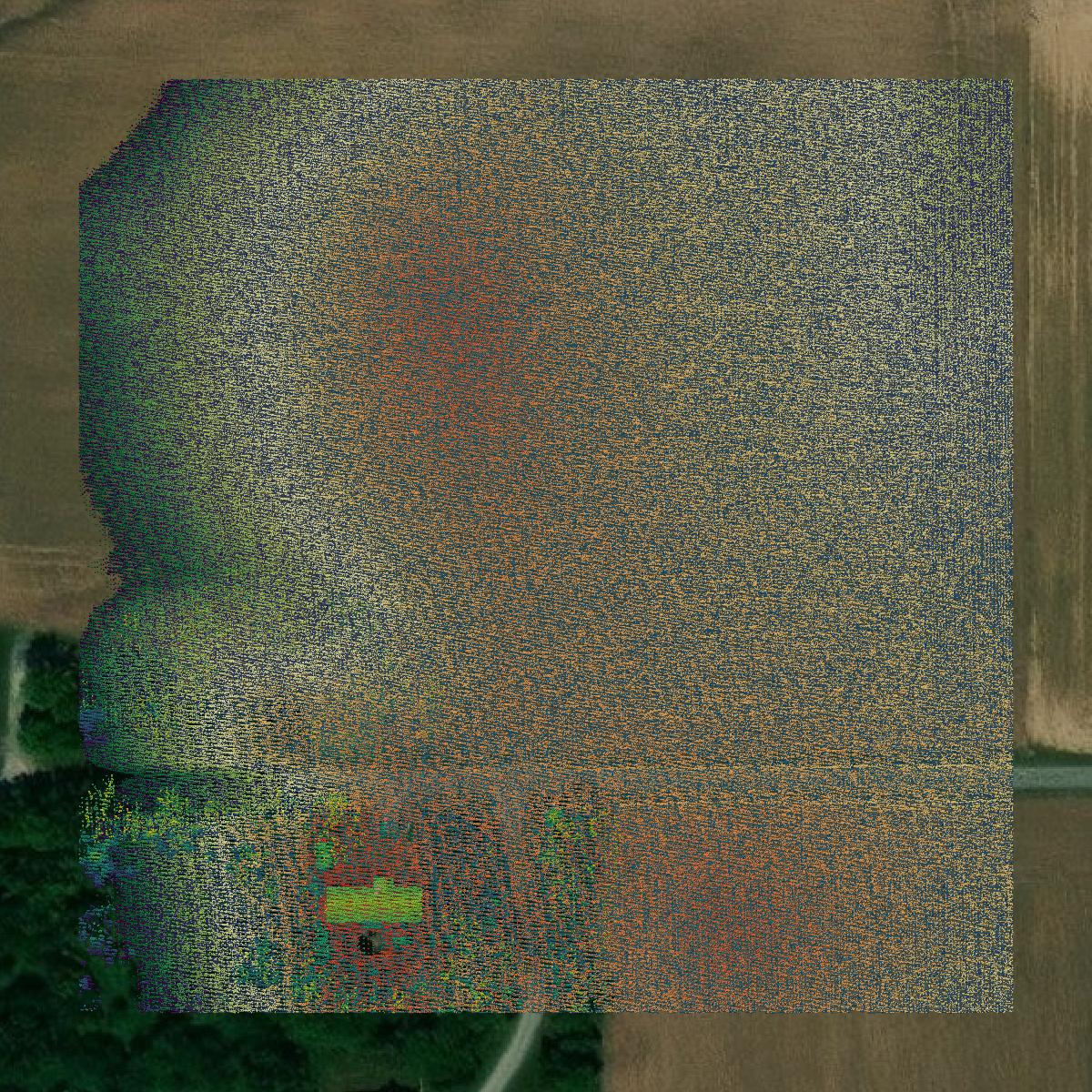 This image shows a LiDAR point cloud in Edwards County created using GIS data in Equator.