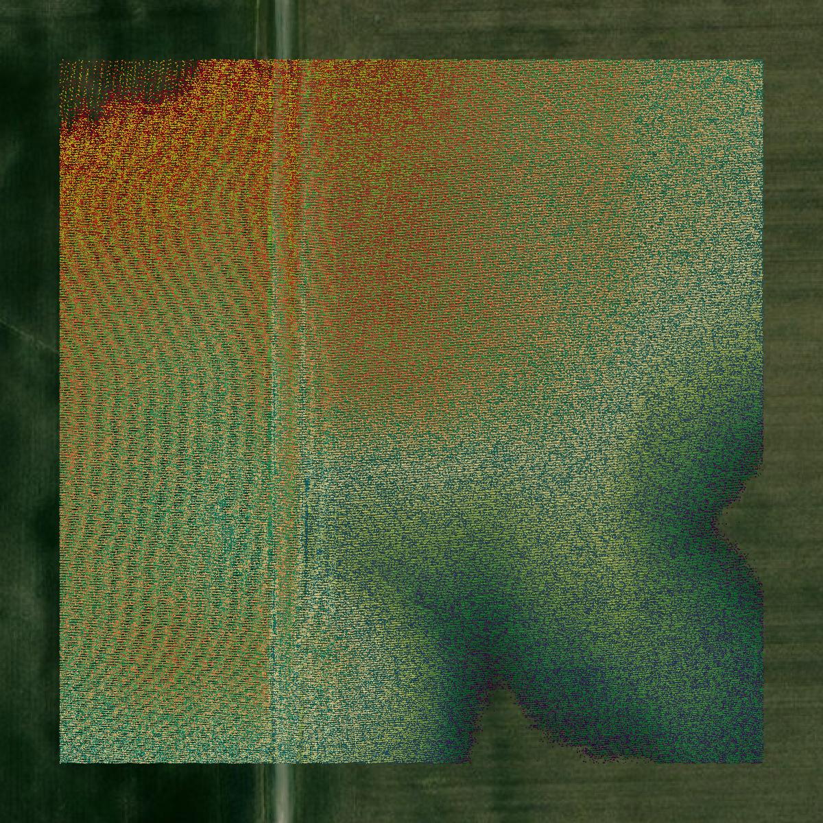 This image shows a LiDAR point cloud in Effingham County created using GIS data in Equator.