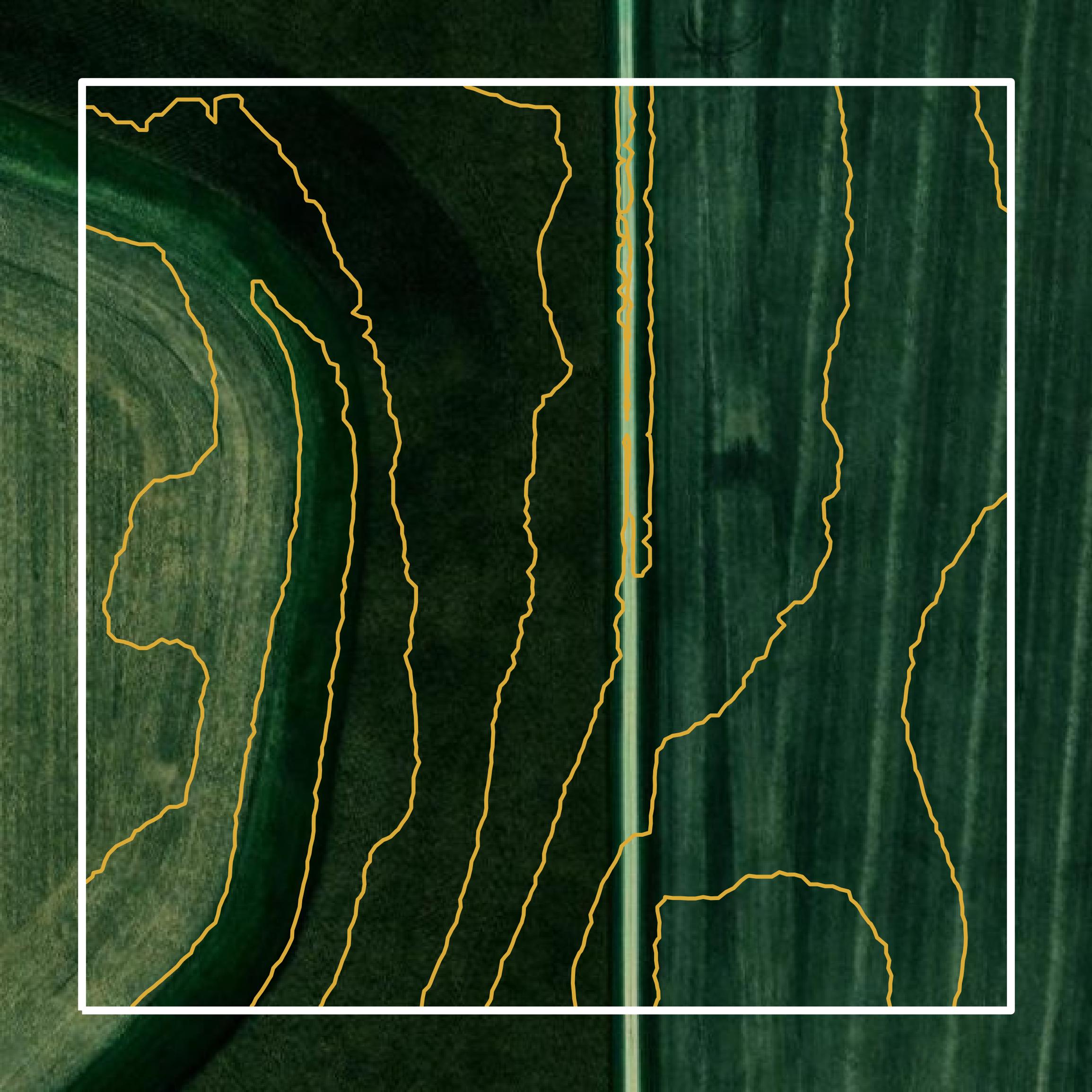 This image shows a contour map in Ford County created using GIS data in Equator.