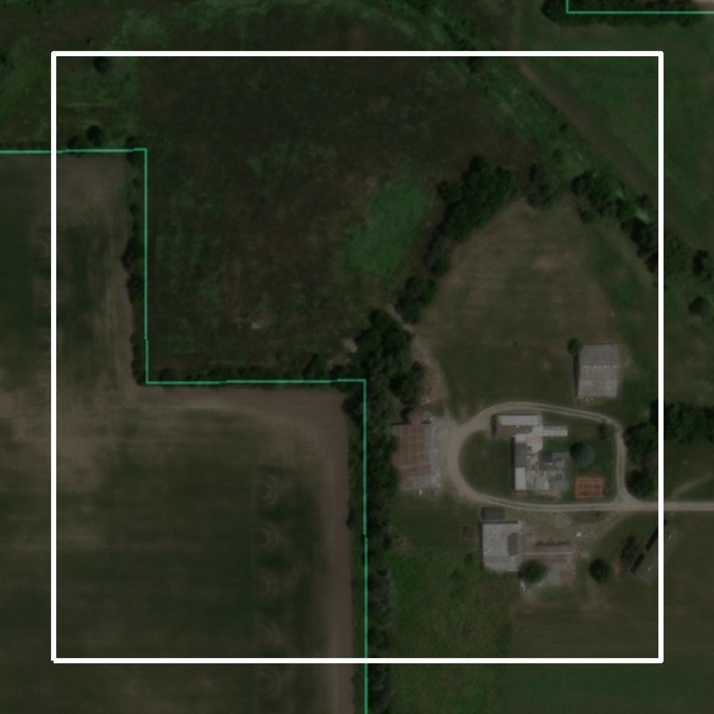 This image shows parcel and building data in Ford County created using GIS data in Equator.