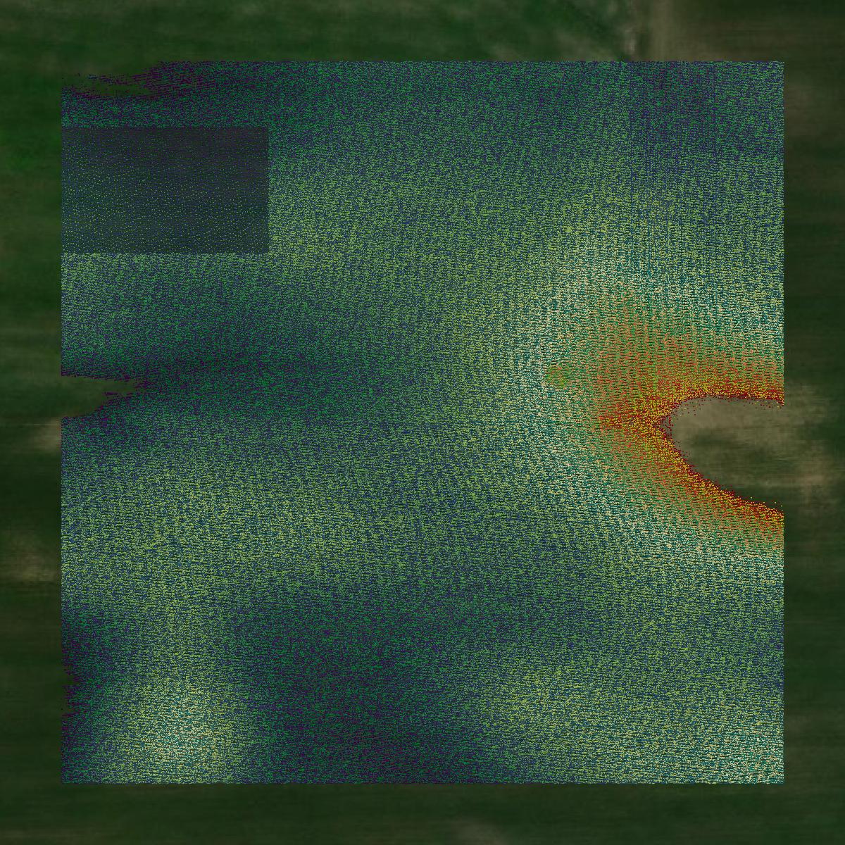 This image shows a LiDAR point cloud in Gallatin County created using GIS data in Equator.